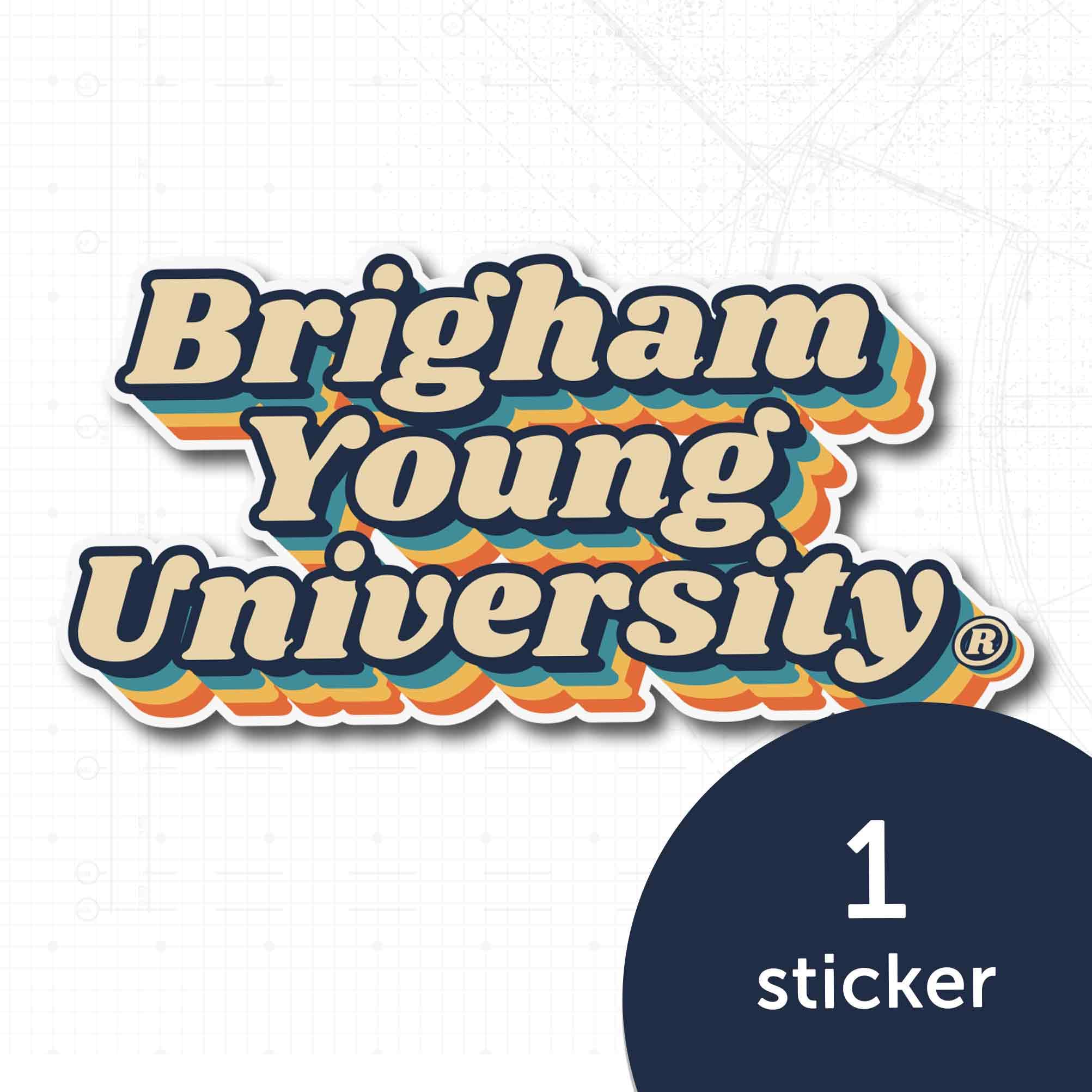 BYU Cougars Vinyl Decal Sticker - Desert Cactus Design for Laptop, Water Bottle, Car & Scrapbook - Brigham Young University 70's Retro Style College Decor
