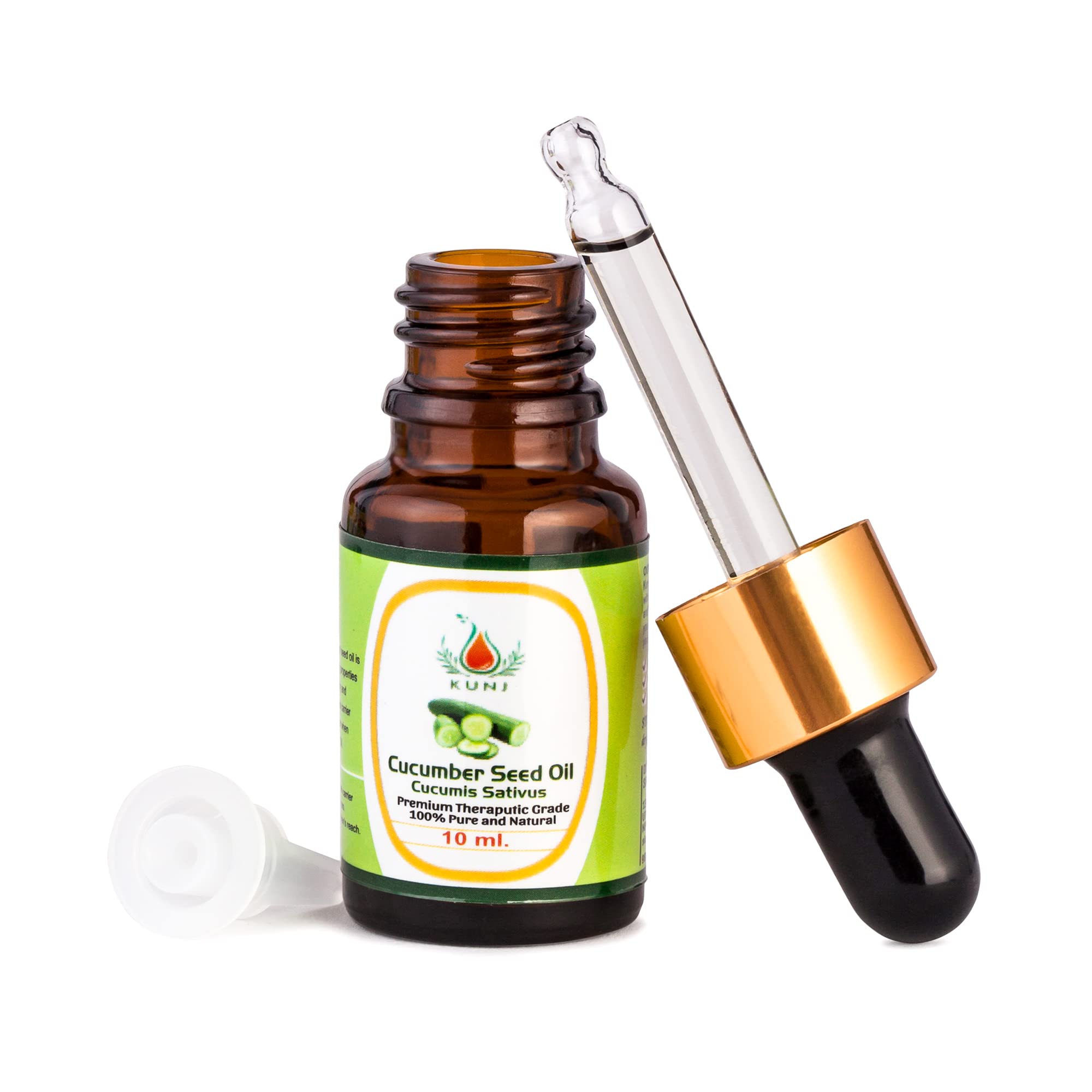 100% Pure & Natural Cucumber Seed Oil (Cucumis sativus) - Cold Pressed, Undiluted, Therapeutic Grade for Skin & Hair Care - 10ml - Perfect for Moisturizing Dry Skin, Reducing Wrinkles & Promoting Hair Growth