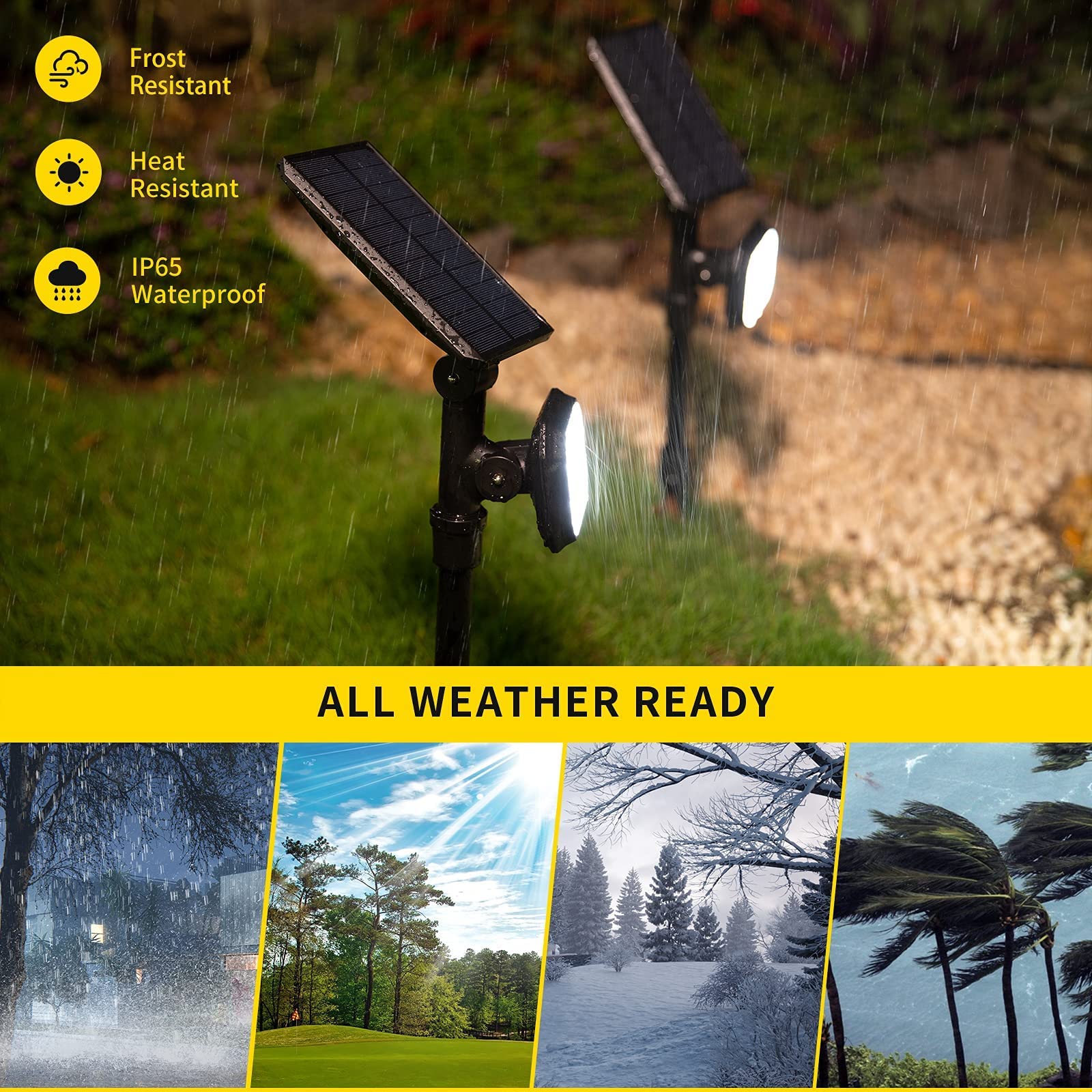 ROSHWEY Solar Fence Lights with Motion Sensor - Waterproof Outdoor Solar Spotlights for Garden, Pathway, Yard, Deck & Patio Lighting | Weatherproof Solar Powered Landscape Lights for Home Security & Decoration