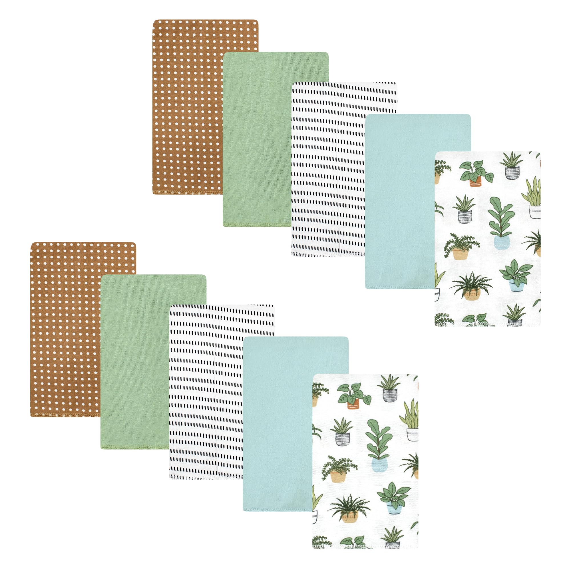 Hudson Baby Unisex Cotton Flannel Burp Cloths - 10 Pack Soft Absorbent Drool Bibs for Newborns & Infants - Perfect for Feeding, Burping & Messy Playtime