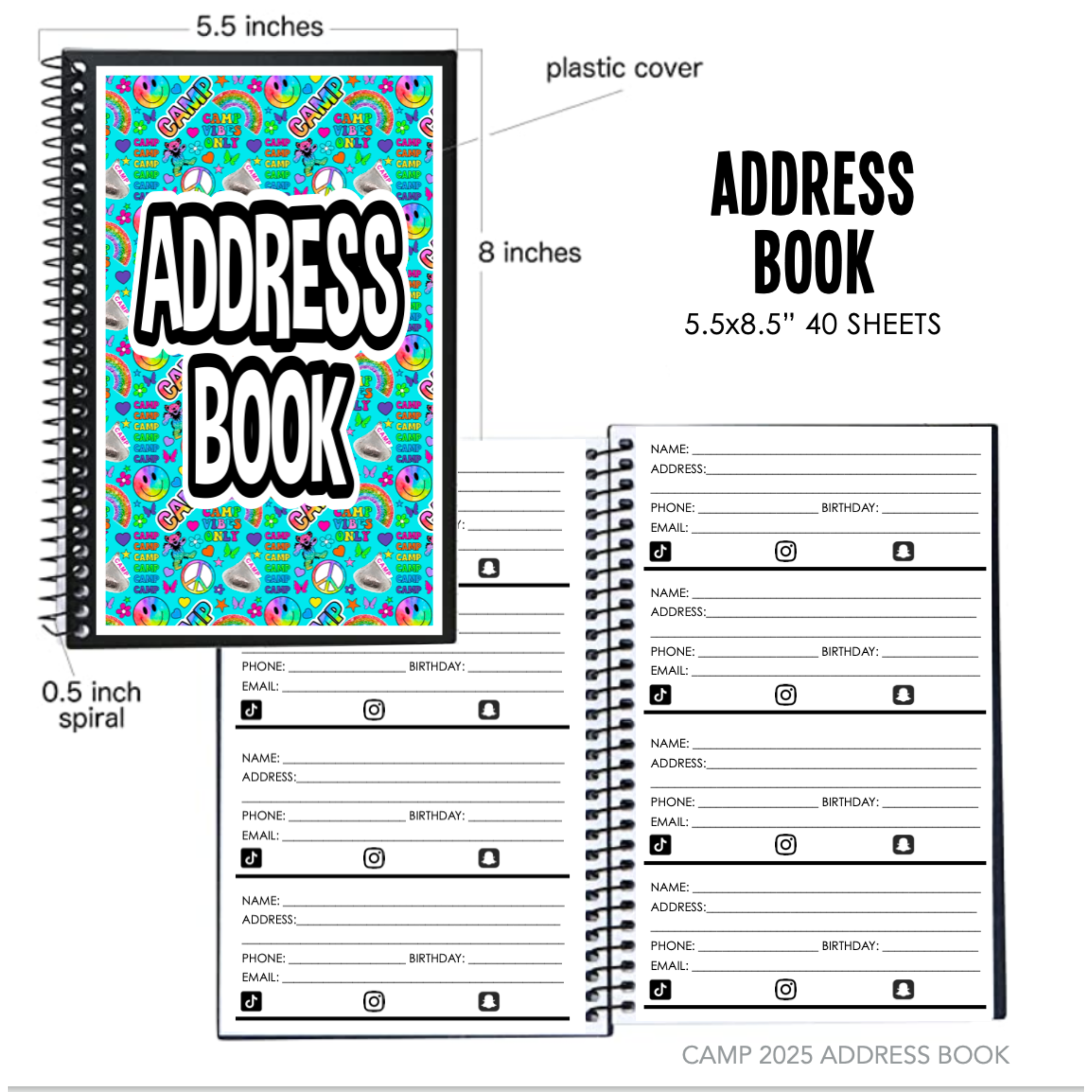 2025 Camping Address Book - Fillable Contact Organizer for Outdoor Adventures & Travel Planning