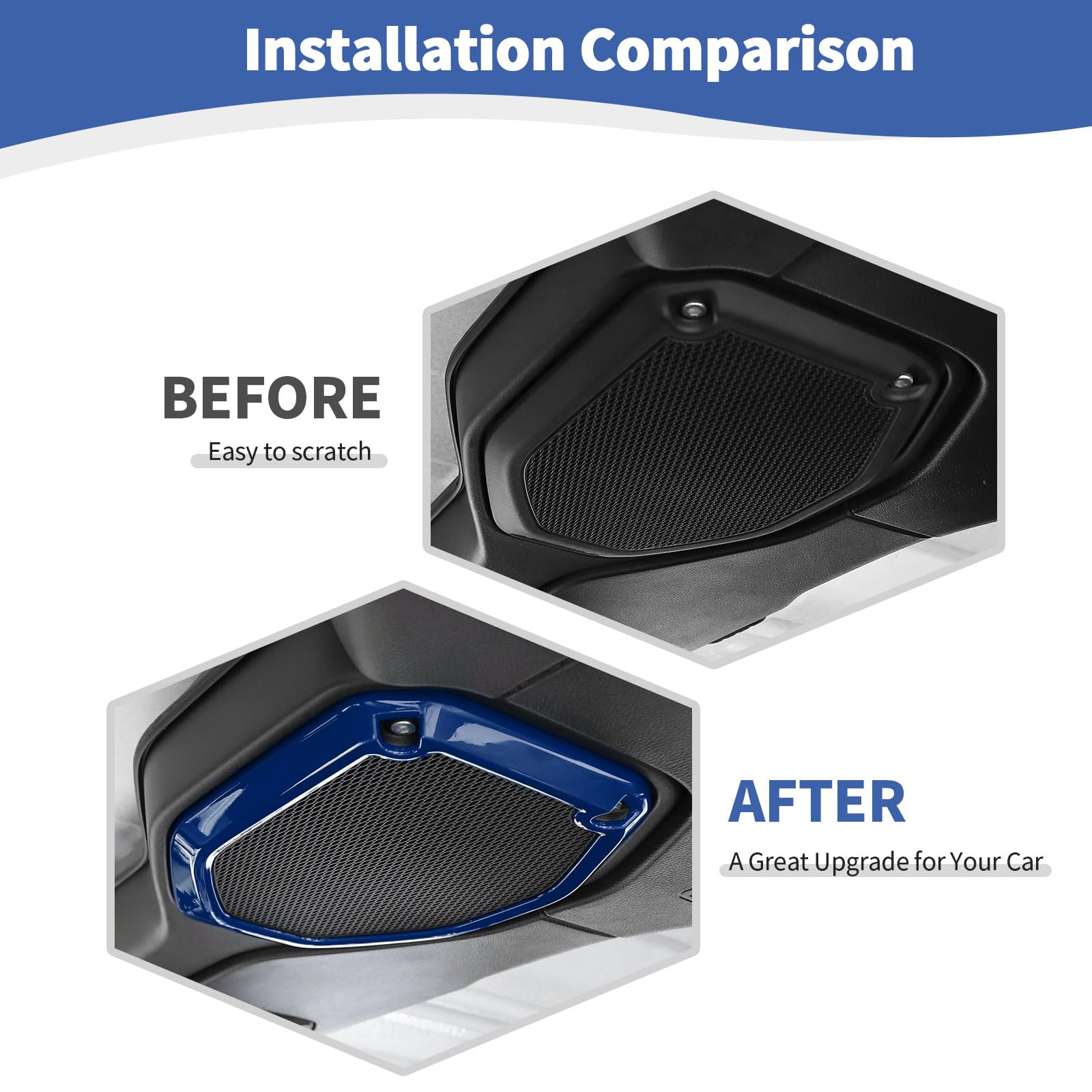 RT-TCZ Blue Roof Speaker Cover Trim for Jeep Wrangler JL JLU & Gladiator JT (2018-2023) - Interior Accessories 2pcs - Perfect for Off-Road Adventures & Car Audio Upgrades
