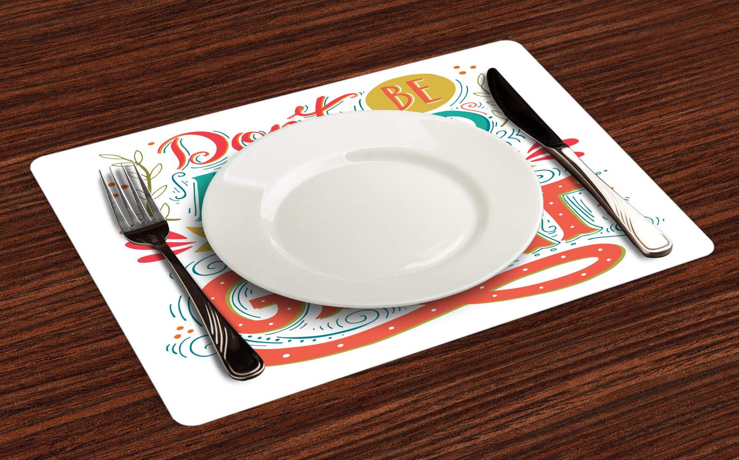 Ambesonne Positive Energy Place Mats Set of 4 - Inspirational 