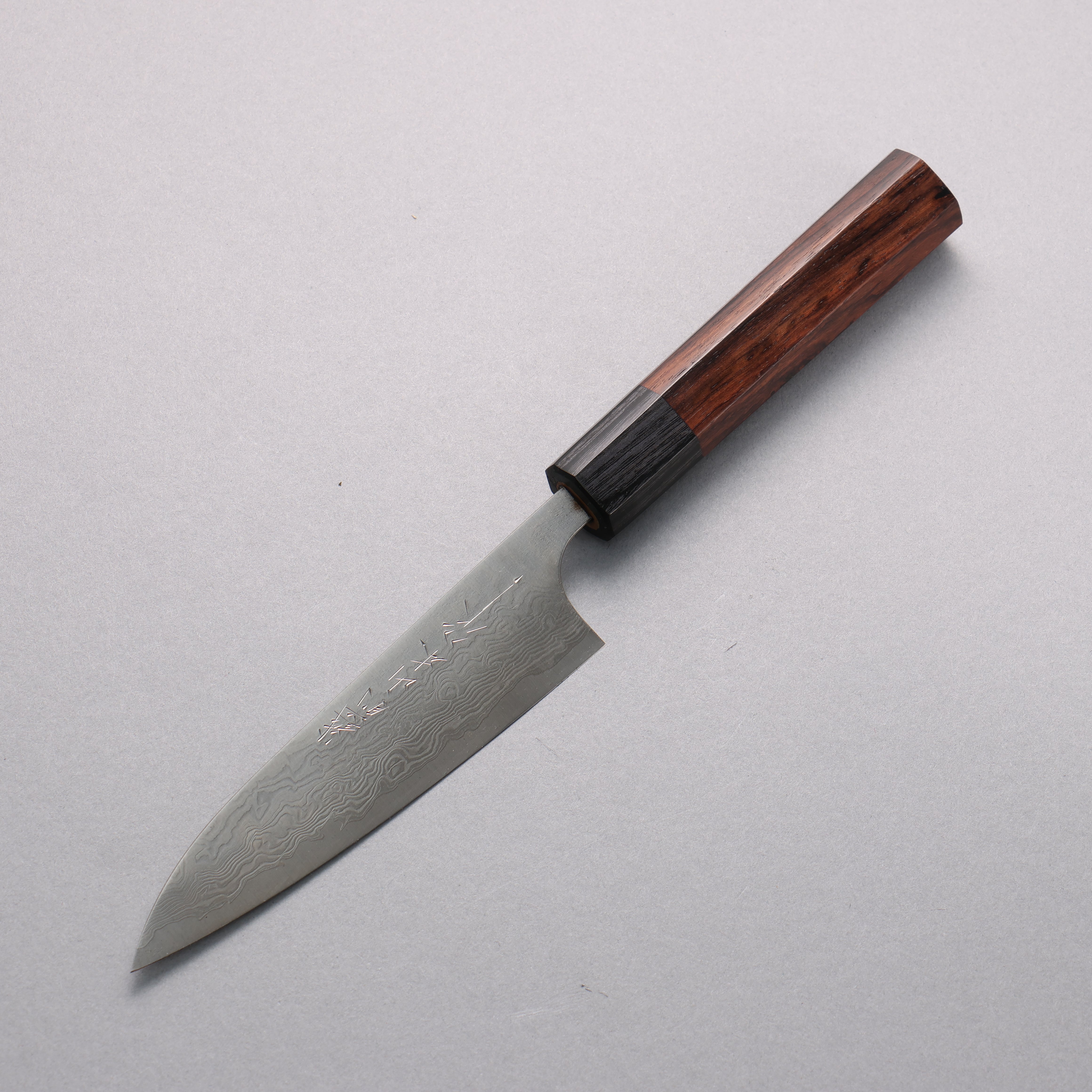 Premium Nao Yamamoto SG2 Damascus 120mm Petty Knife - Japanese Rosewood Handle with Black Pakka Wood Ferrule - Perfect for Slicing, Peeling & Precision Kitchen Tasks
