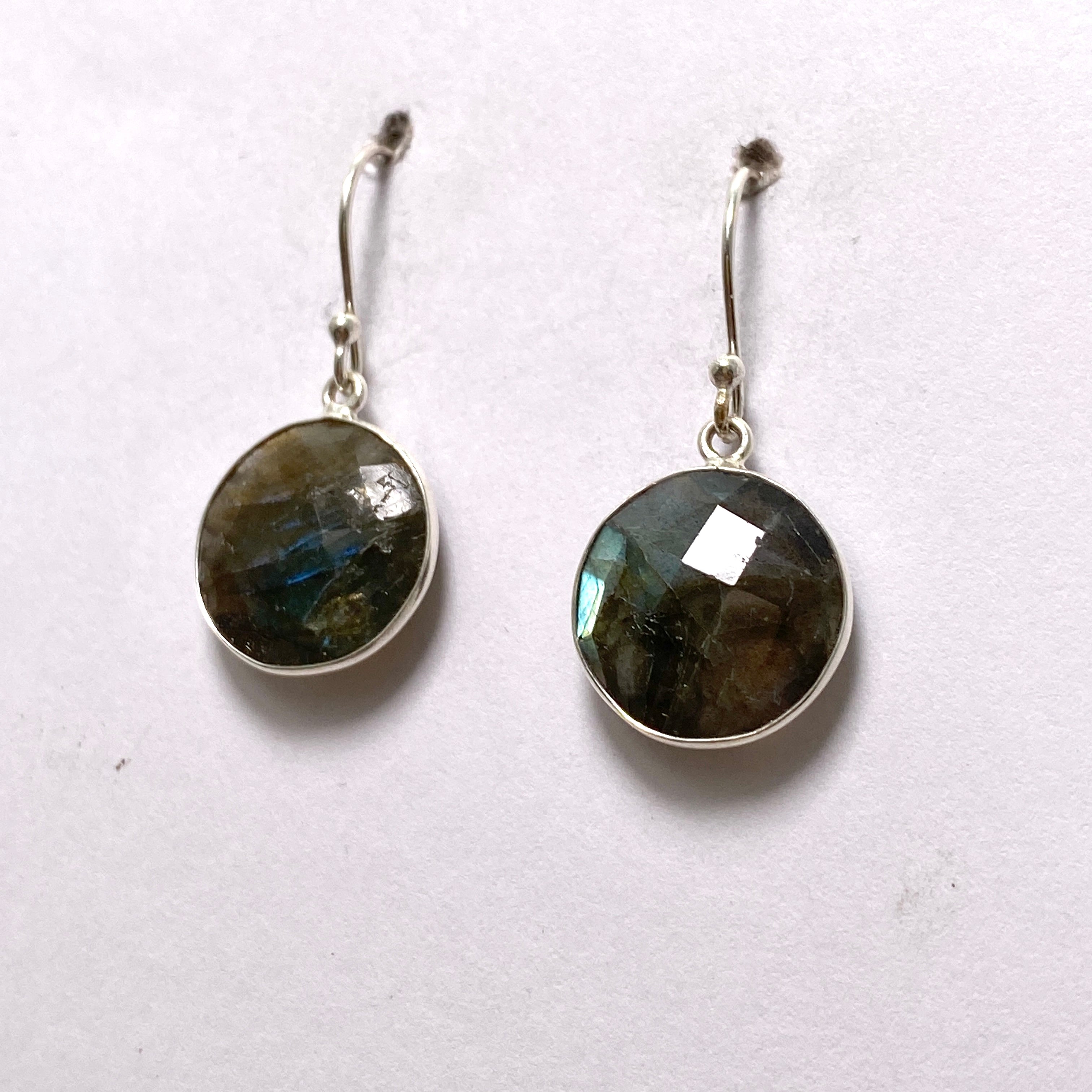 Labradorite Round Checkerboard Faceted Earrings for Women | Sparkling Gemstone Jewelry | Perfect for Parties, Weddings & Special Occasions