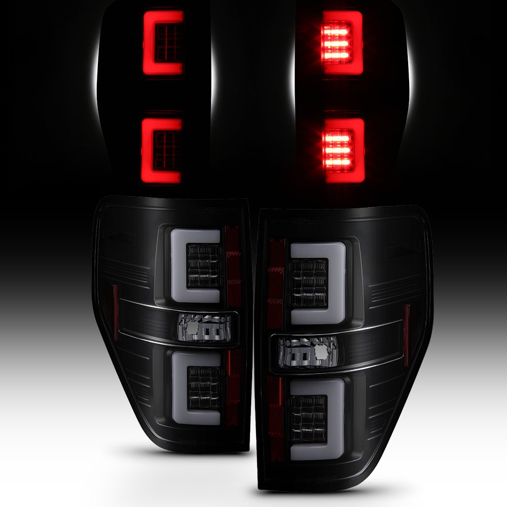 AKKON Black Smoked LED Tail Lights for 2009-2014 Ford F-150 Pickup Truck - Left & Right Pair Brake Lamps - Upgrade Your Truck's Style & Safety for Night Driving & Off-Road Adventures
