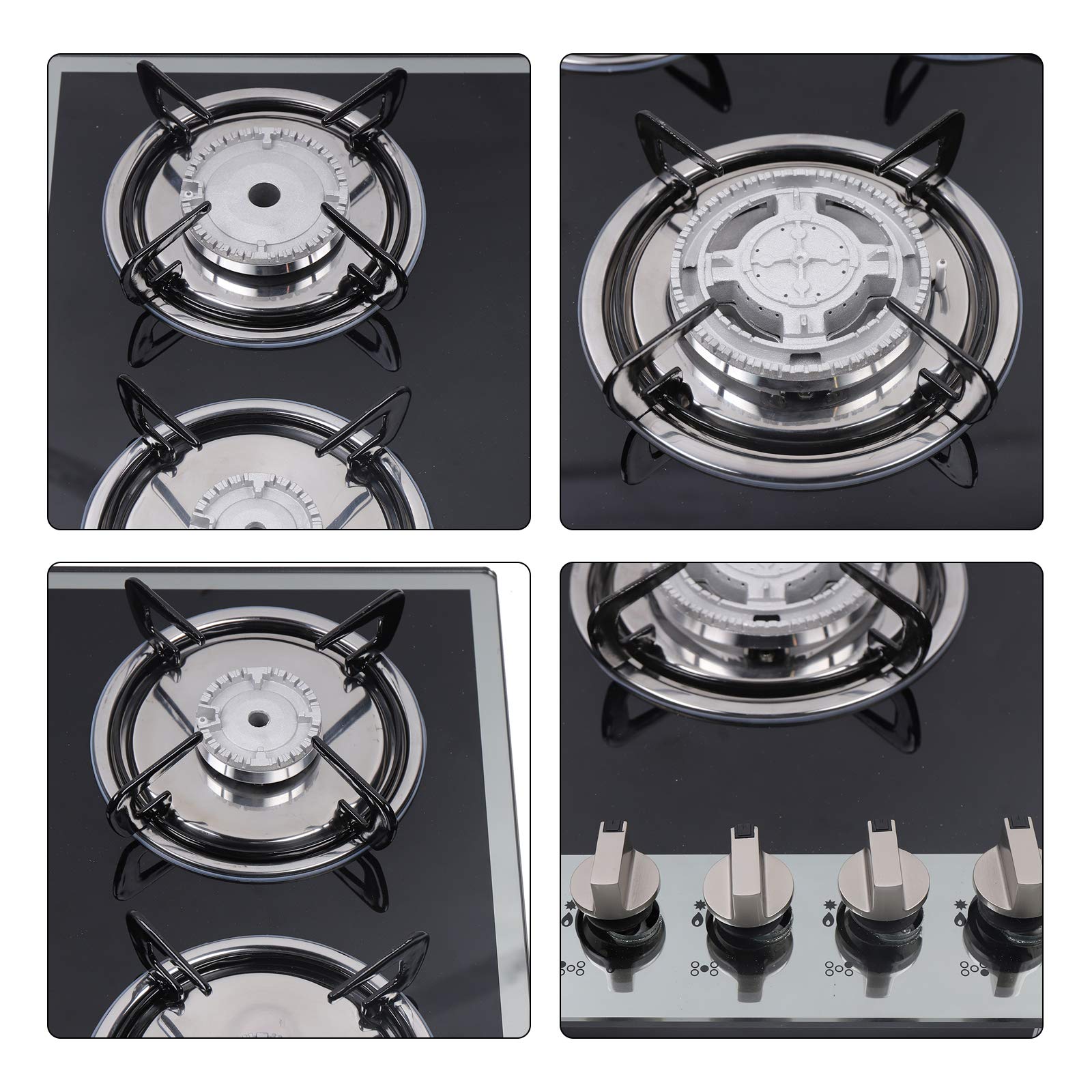 5 Burner Gas Stove Cooktop - 30.3 x 20 Inch Built-in Tempered Glass LPG/NG Dual Fuel Stove with 5 Nozzles - Perfect for Home Kitchen, Restaurant, RV & Outdoor Cooking