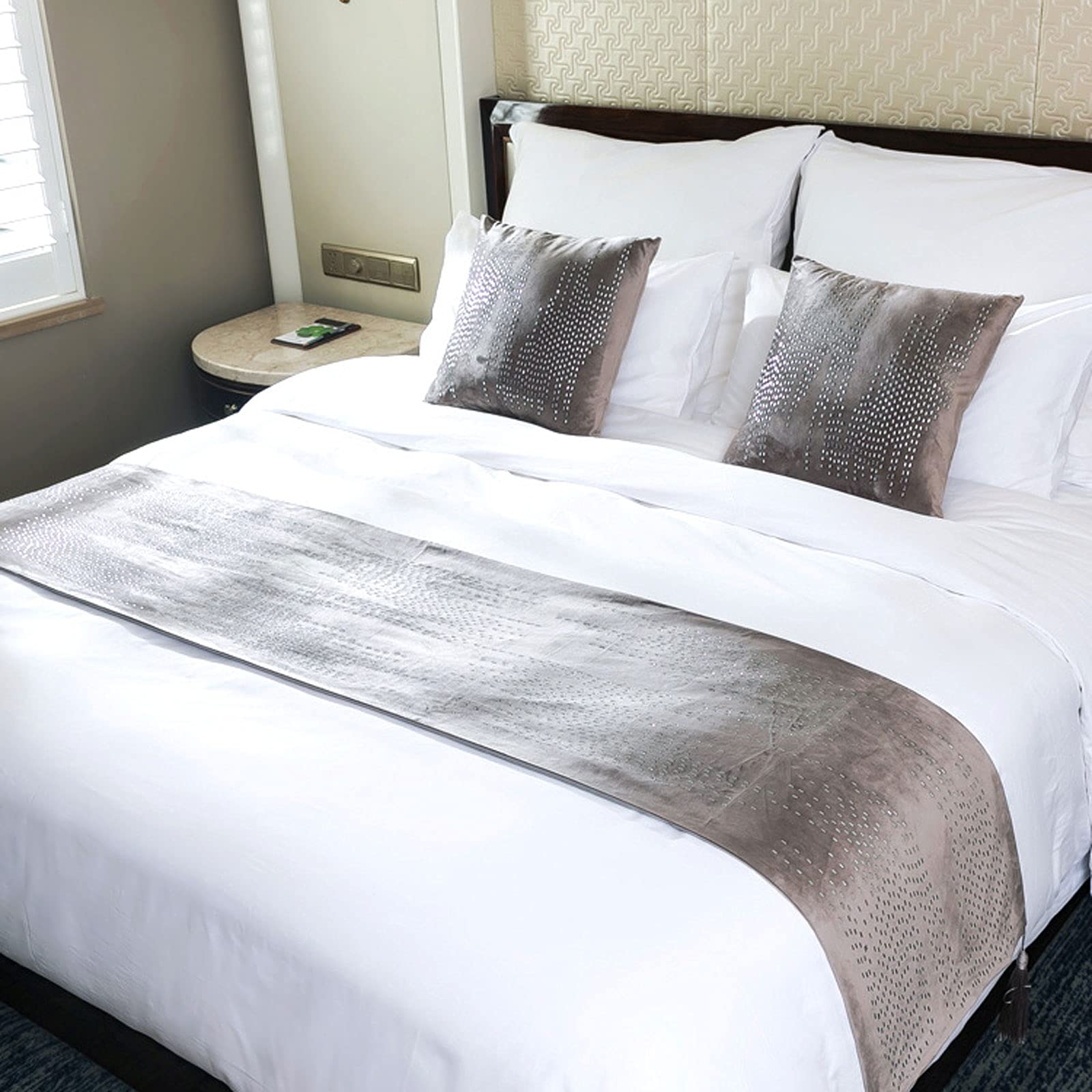 Luxury Velvet Bed Runner Scarf - Soft Solid Color Bedspread Coverlet with Tassels for King Size Beds | Hotel Style Bedding Protection & Decoration for Master Bedroom, Guest Room, and Airbnb Styling