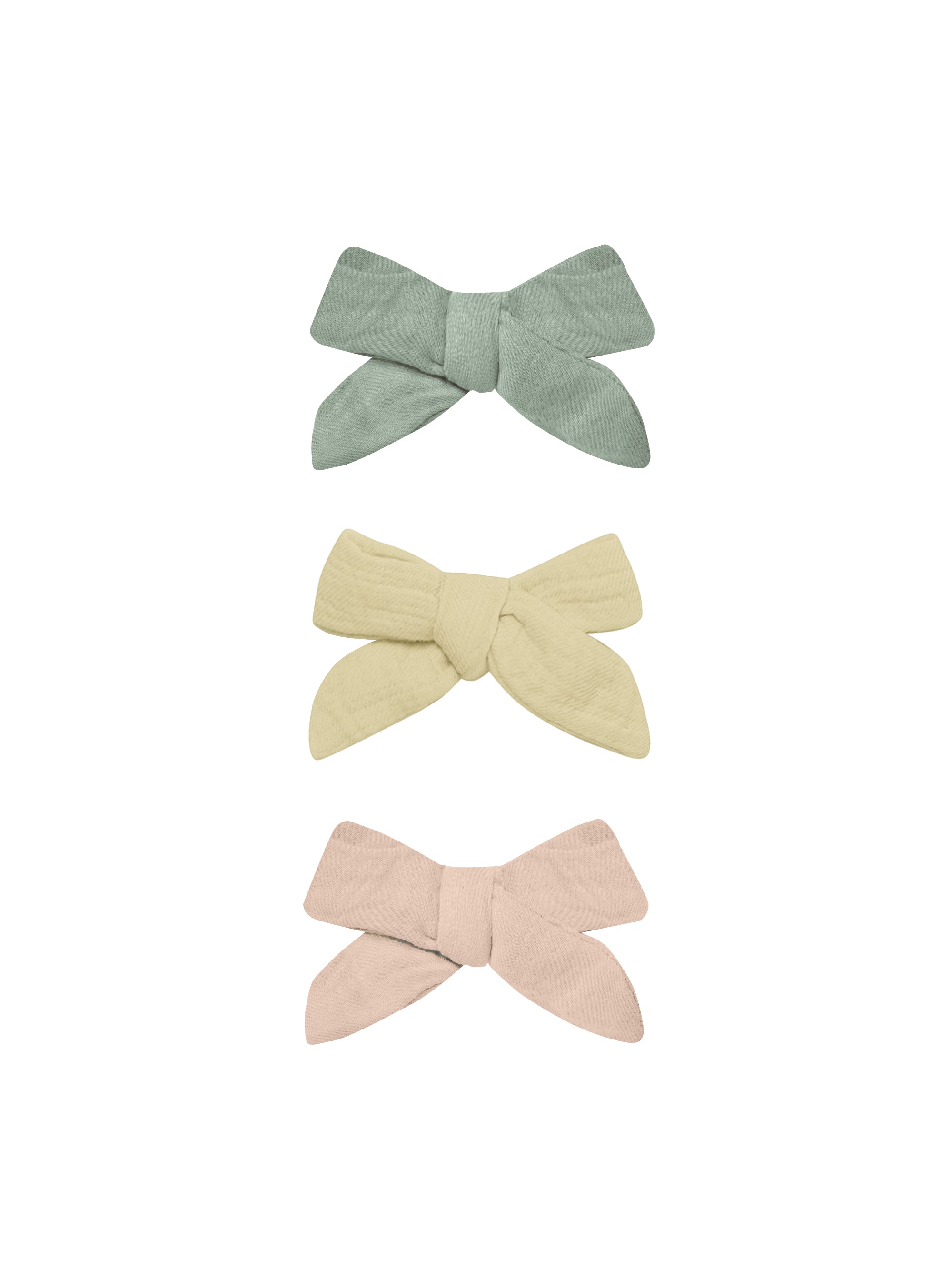 3-Piece Hair Bow Clips Set - Sage Green, Yellow & Melon Pink for Girls | Perfect for School, Parties & Everyday Accessories