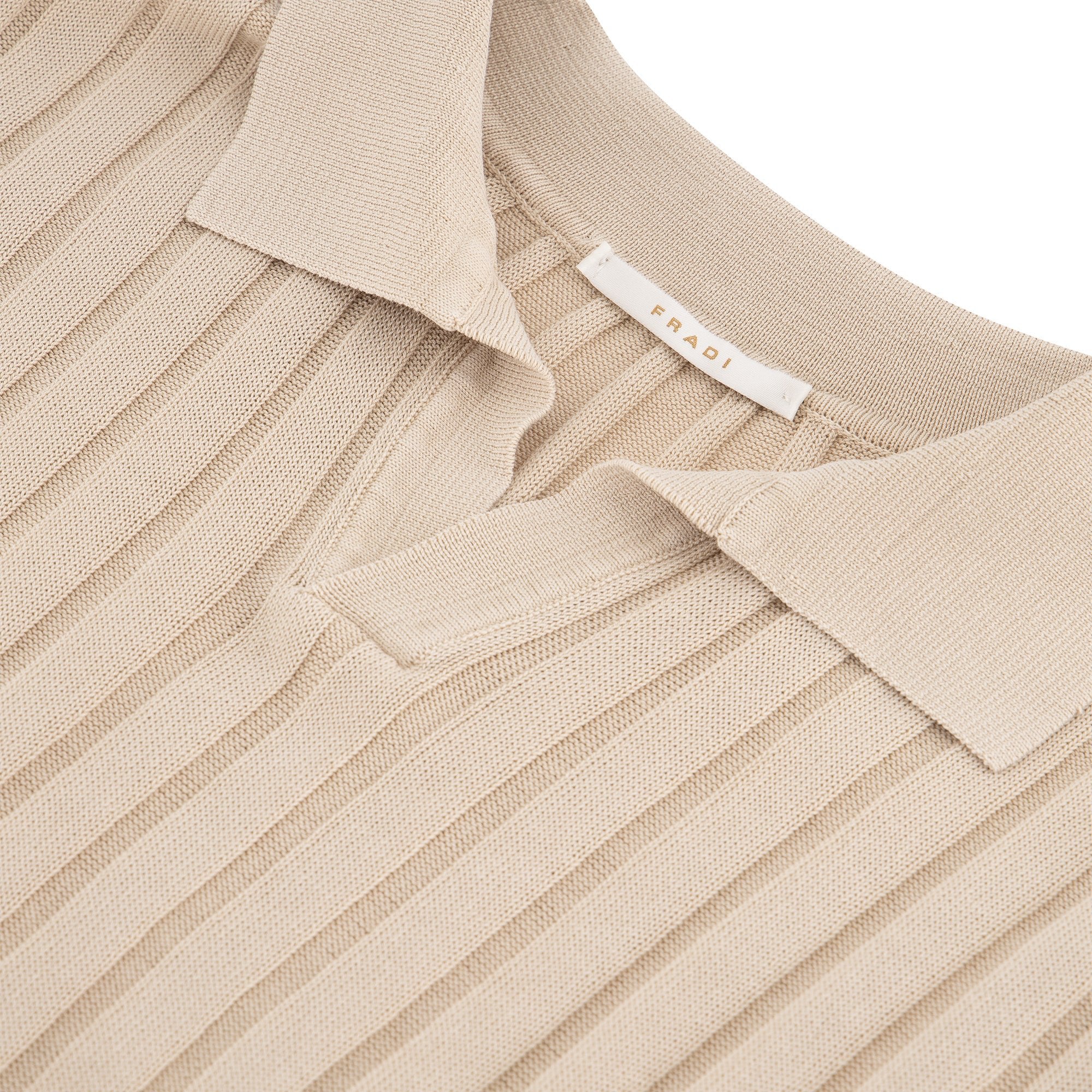 FRADI Men's Short Sleeve Ribbed Polo Shirt - Comfortable Cotton Blend Casual Top for Summer, Office & Outdoor Activities - Beige