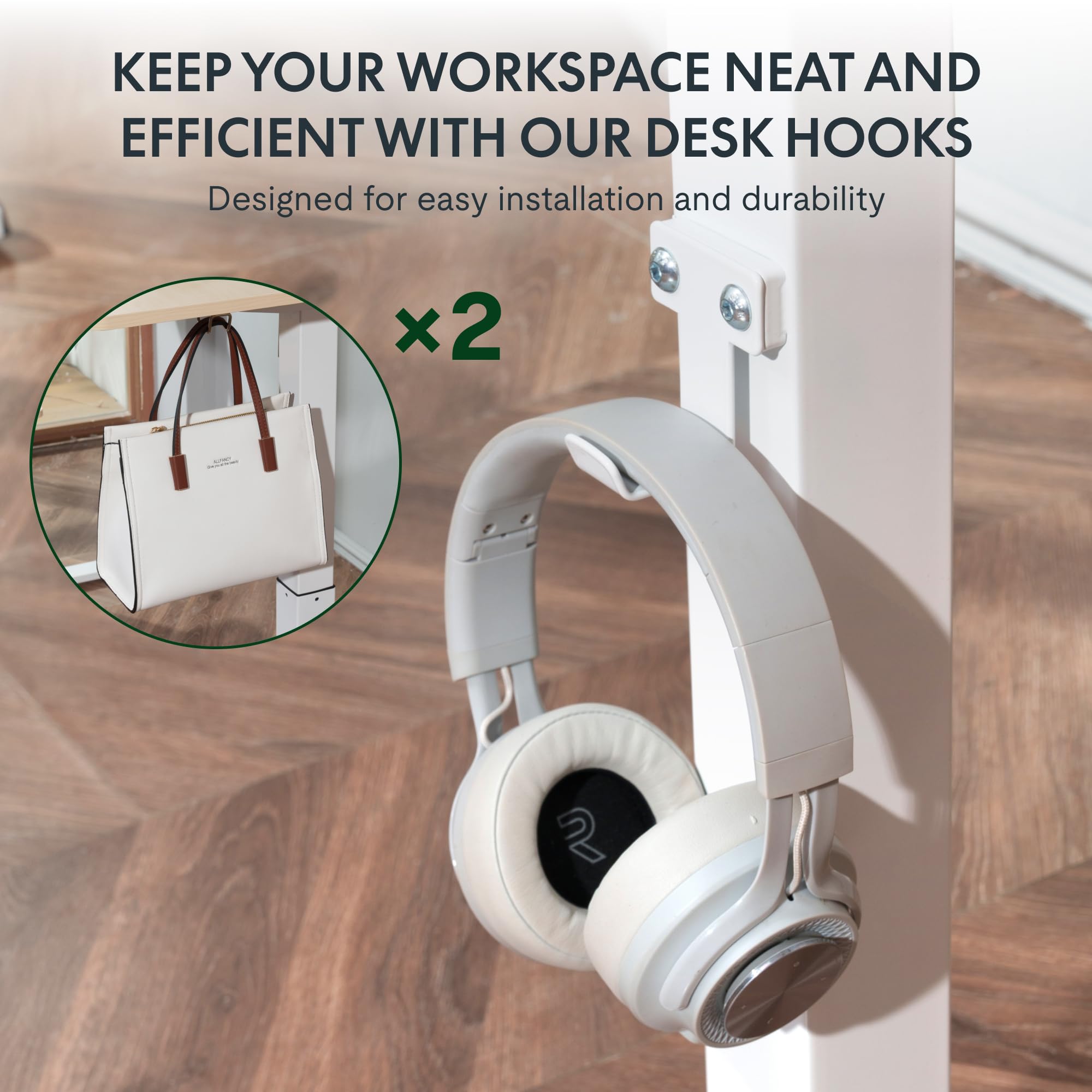 FLEXISPOT 55 Inch L-Shaped Standing Desk with Drawers & Shelves - Large Corner Computer Desk with Headphone Hooks, Light Wood Grain Top & White Frame - Perfect for Home Office, Gaming Setup & Workspace Organization