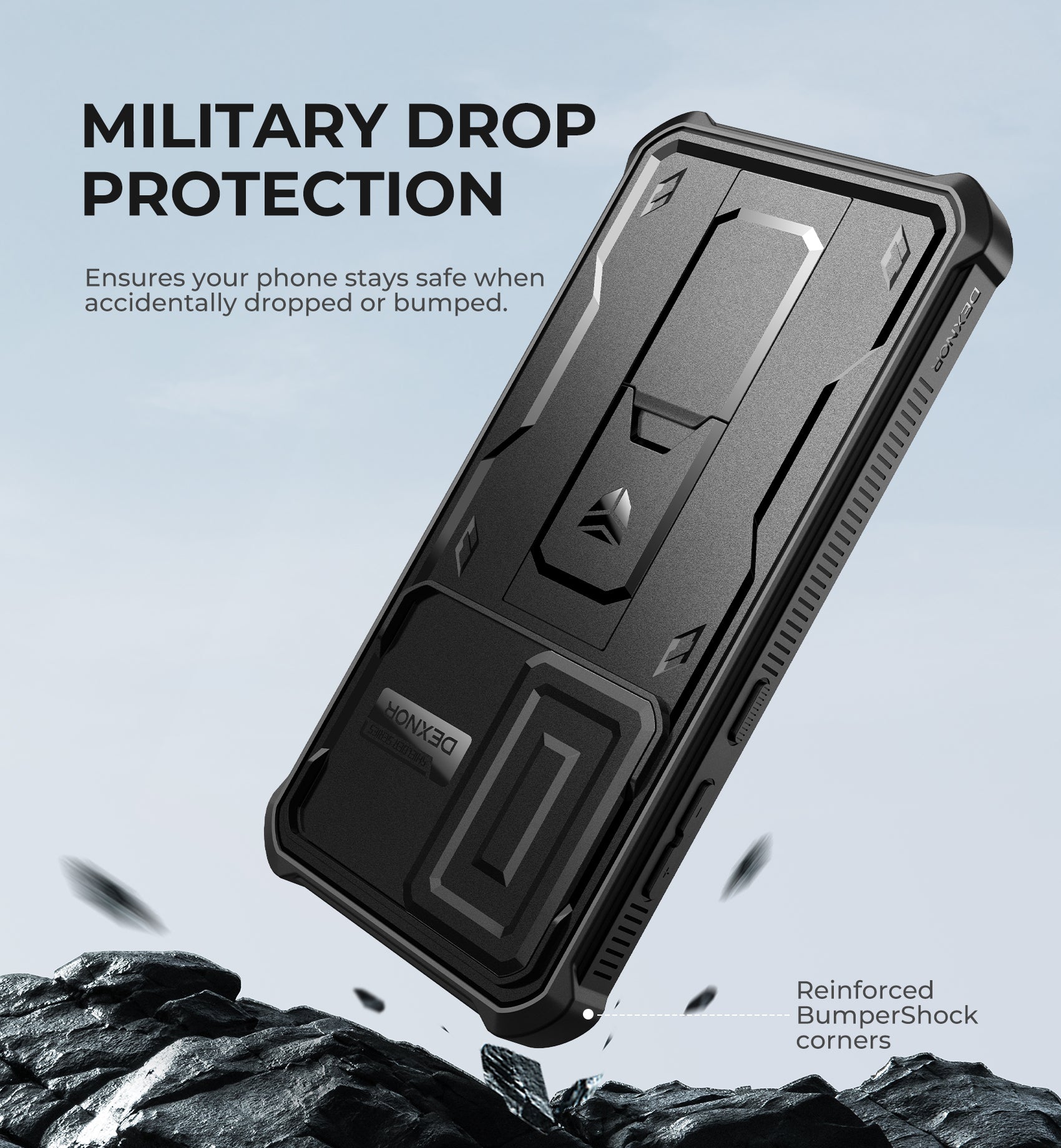 **Dexnor Heavy Duty Shockproof Rugged Case for Samsung Galaxy S24 FE – Full Body Protection with Built-in Screen Protector, Slide Camera Cover & Kickstand – Perfect for Outdoor, Work & Travel**