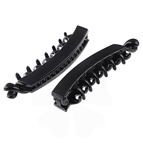 Uptell 2-Pack Black Banana Hair Clips for Women - Plastic Hair Clamp Barrette Hairstyle Maker - Perfect for Ponytails, Buns & Everyday Styling