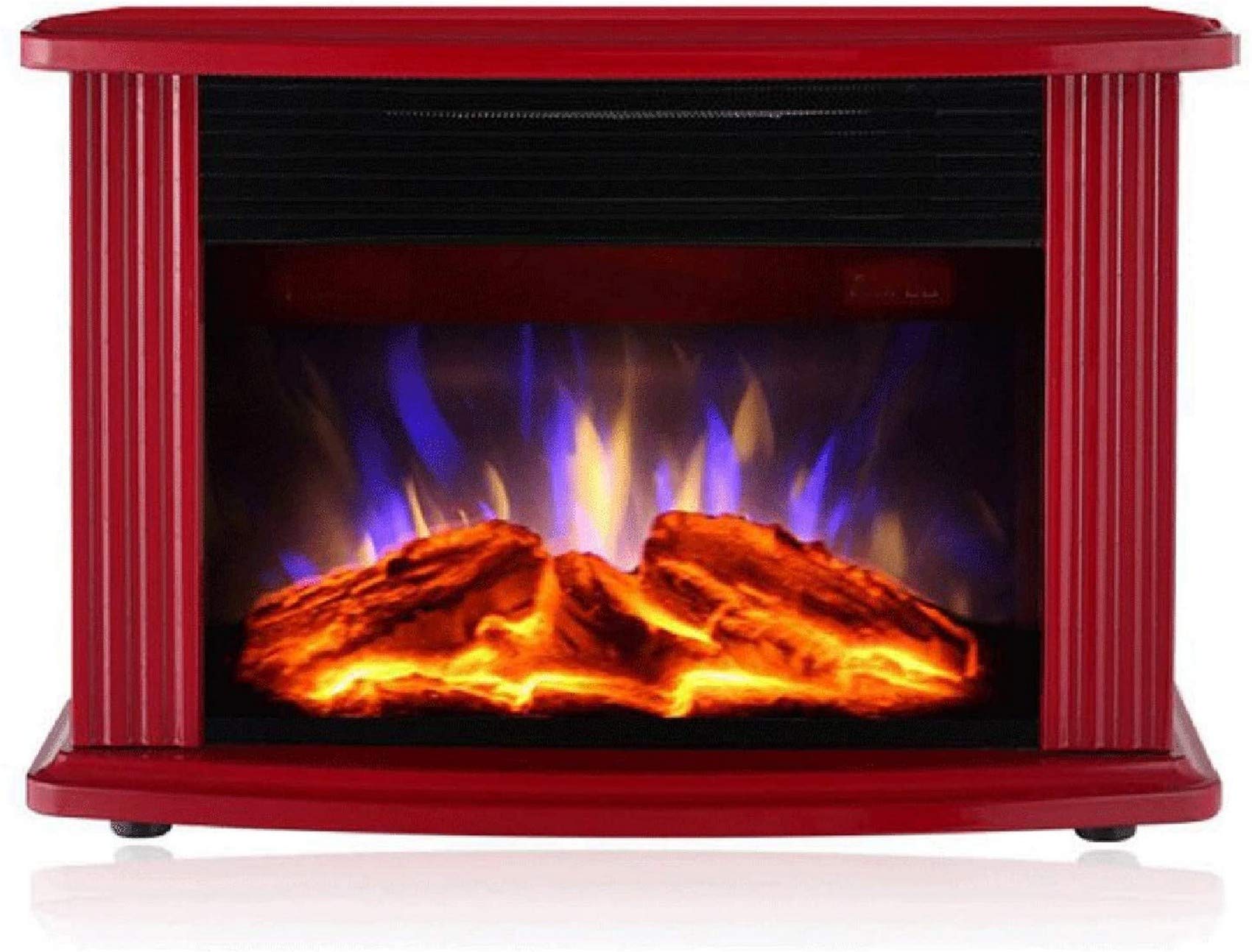 Wall Mounted Electric Fireplace Heater - Compact Indoor Portable Stove with Fast Heating, Energy Efficient in Red - Perfect for Bedroom, Living Room & Office Warming