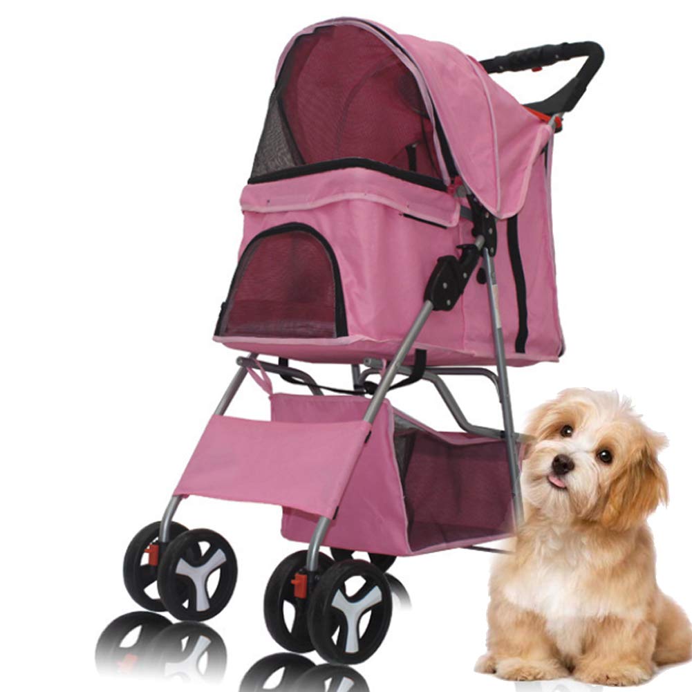 Premium 4-Wheel Pet Stroller for Small & Medium Dogs & Cats Up to 35 lbs - Foldable Travel Carrier with Storage Basket & Multiple Color Options - Perfect for Outdoor Walks, Vet Visits & Shopping Trips