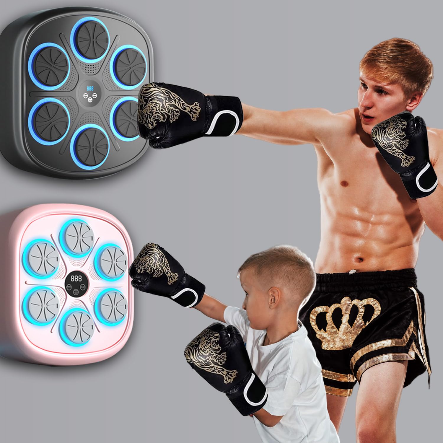 Music Boxing Machine with Gloves - 9 Training Modes, Wall Mounted Punching Bag for Adults & Kids - Electronic Boxing Equipment for Home Gym, Indoor Fitness & Boxing Training