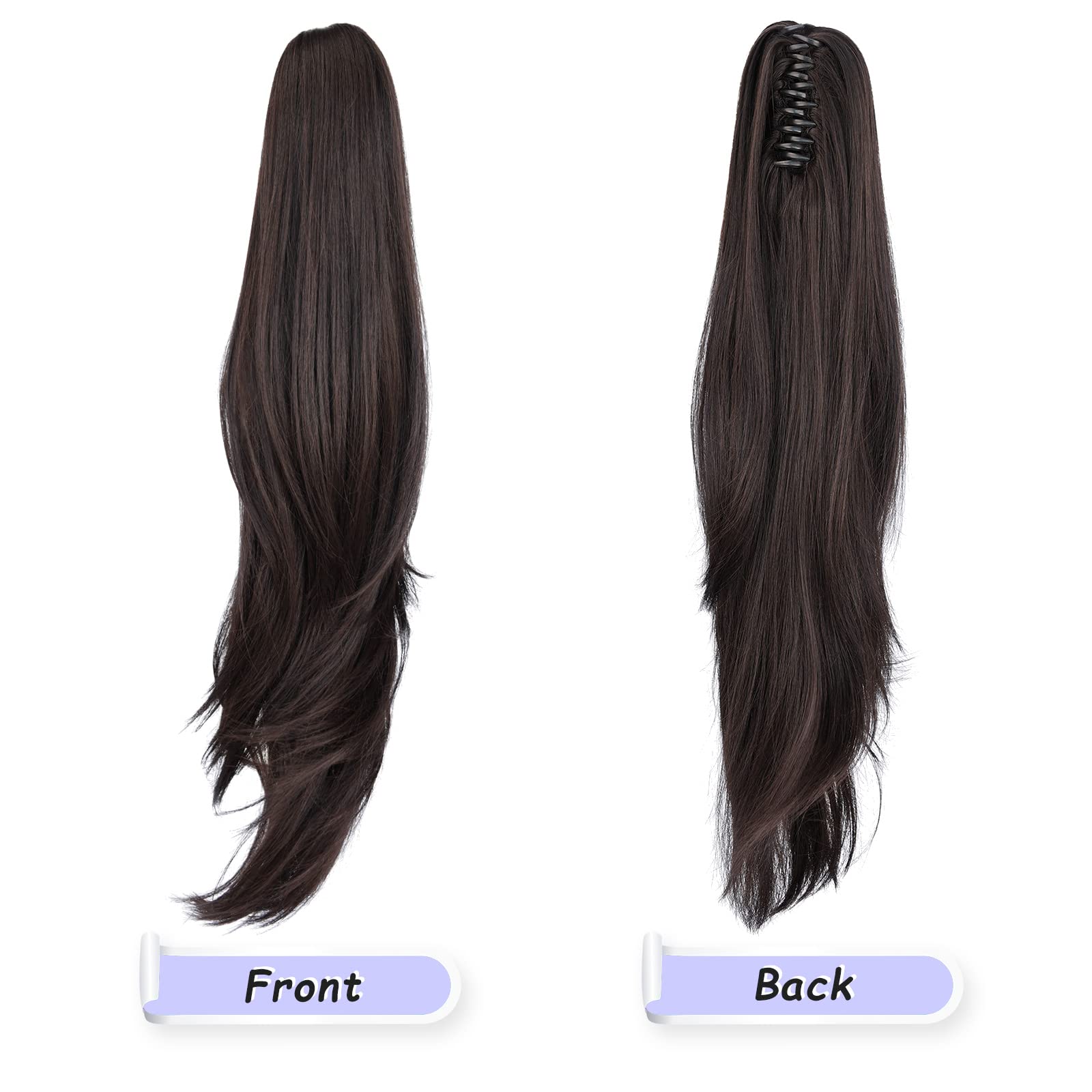 Natural Straight Ponytail Hair Extension with Claw Clip - Seamless Blonde Brown Black Hairpiece for Women - Perfect for Parties, Weddings & Everyday Styling