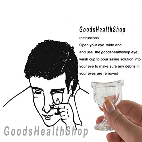GoodsHealthShop Glass Eye Wash Cup with Smooth Edge & Snug Fit Eye-Shaped Rim - 2 Pack for First Aid, Emergency Eye Rinse, and Contact Lens Cleaning