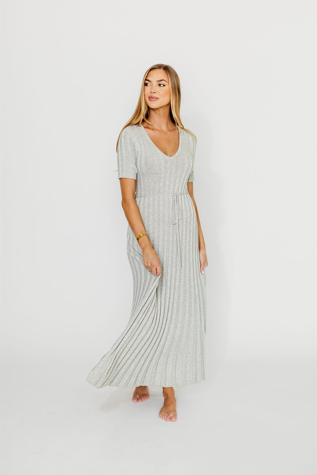 Oakley Ribbed Maxi Dress - Heather Grey Maternity Dress for Pregnancy | Bump Friendly, Comfortable & Stylish for Everyday Wear, Baby Showers & Special Occasions