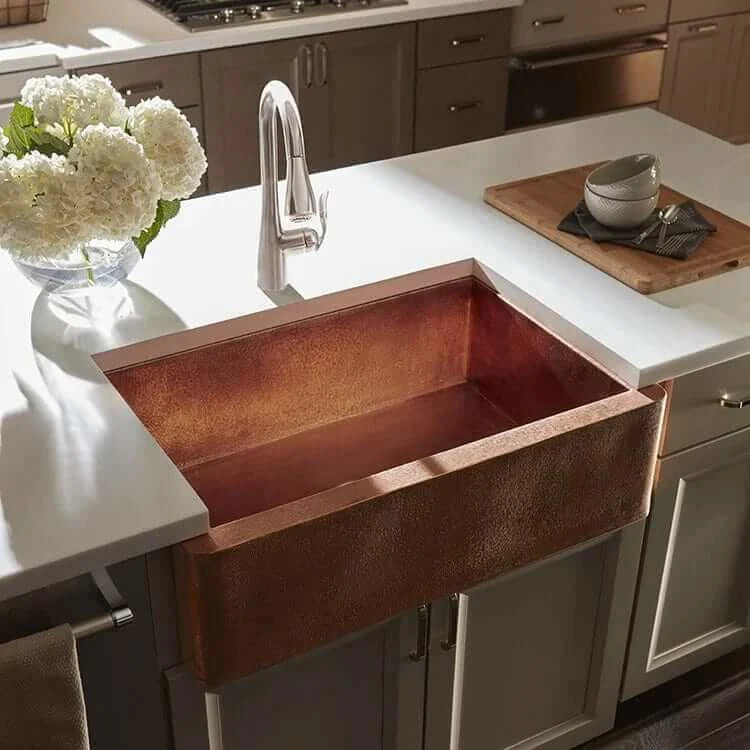 Handcrafted Copper Farmhouse Kitchen Sink 33