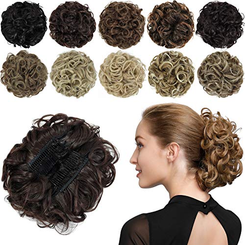 Classic Curly Chignon Hairpiece Bun - Elegant Synthetic Hair Bun for Women | Perfect for Weddings, Prom, Cosplay & Everyday Hairstyles