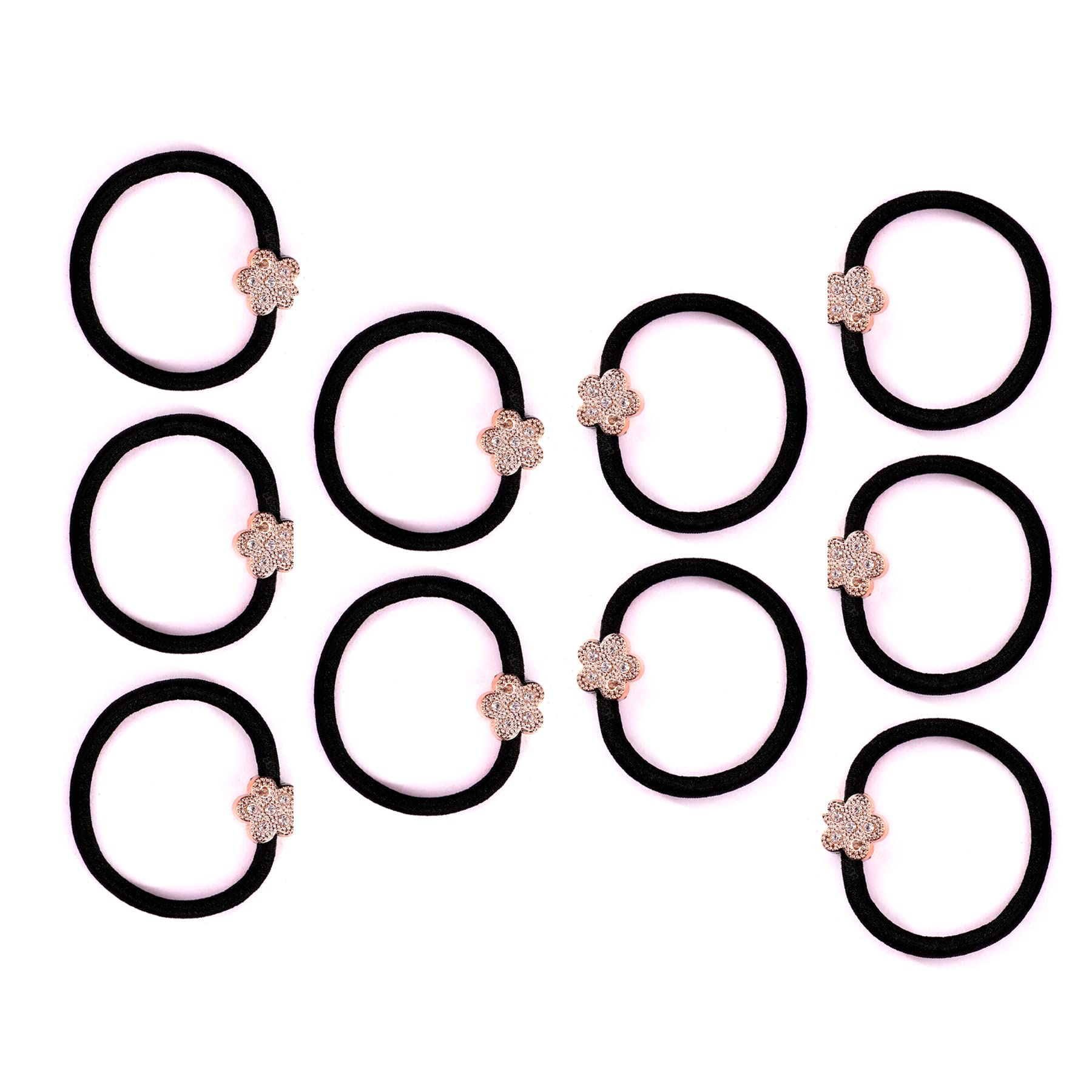 Parhon Designer Pearl Hair Accessories - 20pcs Black Elastic Hair Bands, Ponytail Holders for Girls | Elegant Hair Ropes for School, Parties & Daily Use