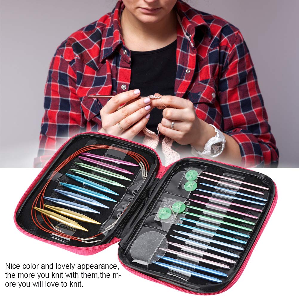 banapo Interchangeable Knitting Needles Set - Aluminum & Plastic DIY Crochet Tools for Home Knitting - Perfect Gift for Crafty Moms & Knitting Enthusiasts | Great for Scarves, Sweaters & Handmade Gifts