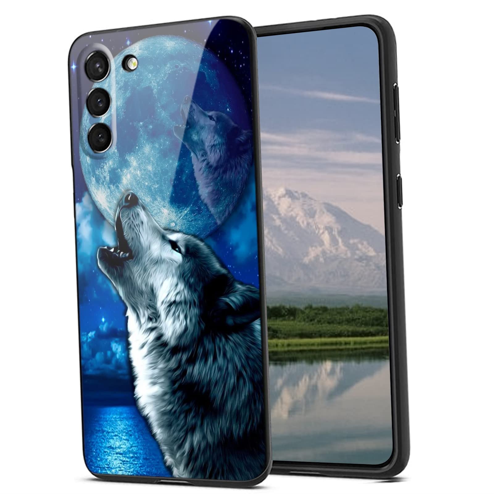Wolf Moon Star Galaxy Samsung S21 Plus Case - Shockproof Soft Silicone Cover for Samsung Galaxy S21 Plus/S30 Plus - Trendy Protective Phone Case for Men & Boys - Perfect for Outdoor Adventures & Daily Use