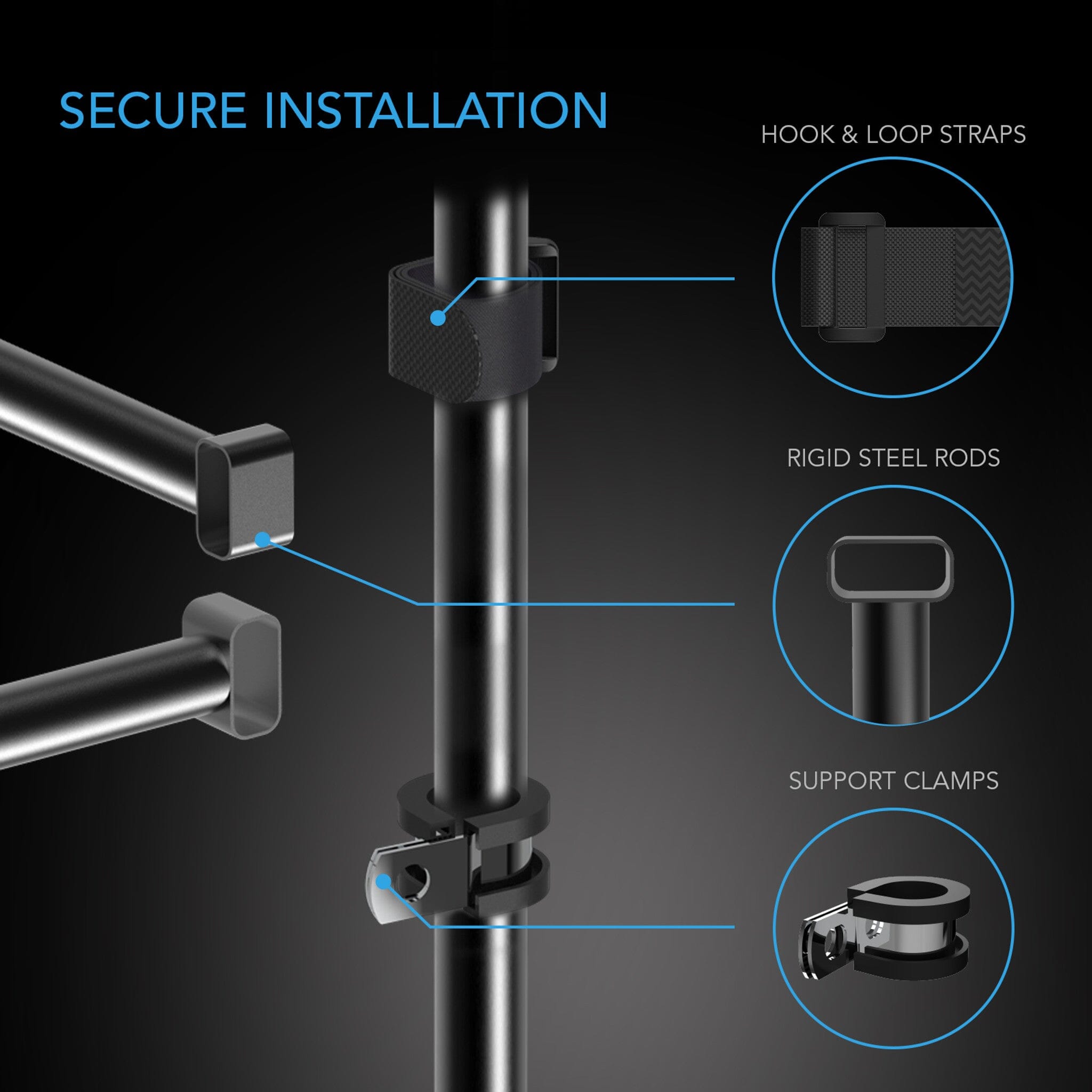 5x5 Grow Tent Mounting Bars - Heavy Duty Support for Indoor Hydroponic & Plant Grow Spaces - Perfect for Grow Rooms, Greenhouses & Home Gardening
