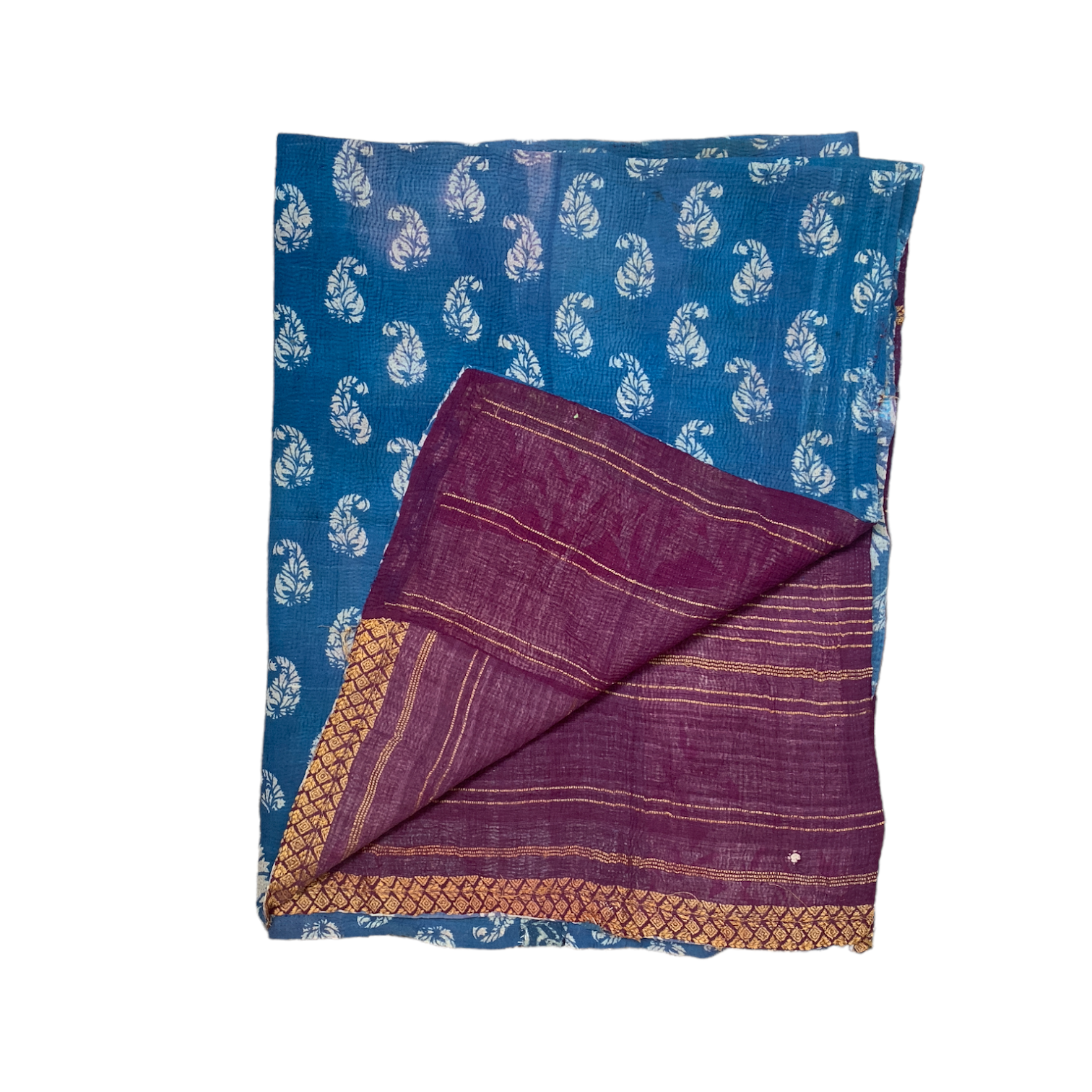 Handmade Saira Kantha Quilt - Traditional Cotton Patchwork Bedspread for Cozy Home Decor | Perfect for Bedroom, Living Room & Boho Style