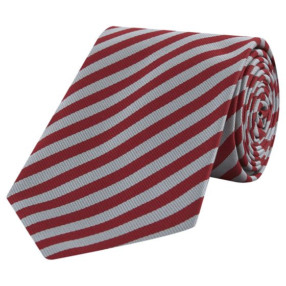 Middle Temple Stripe Red & Silver Silk Tie for Men - Elegant Formal Necktie for Business, Weddings & Special Occasions