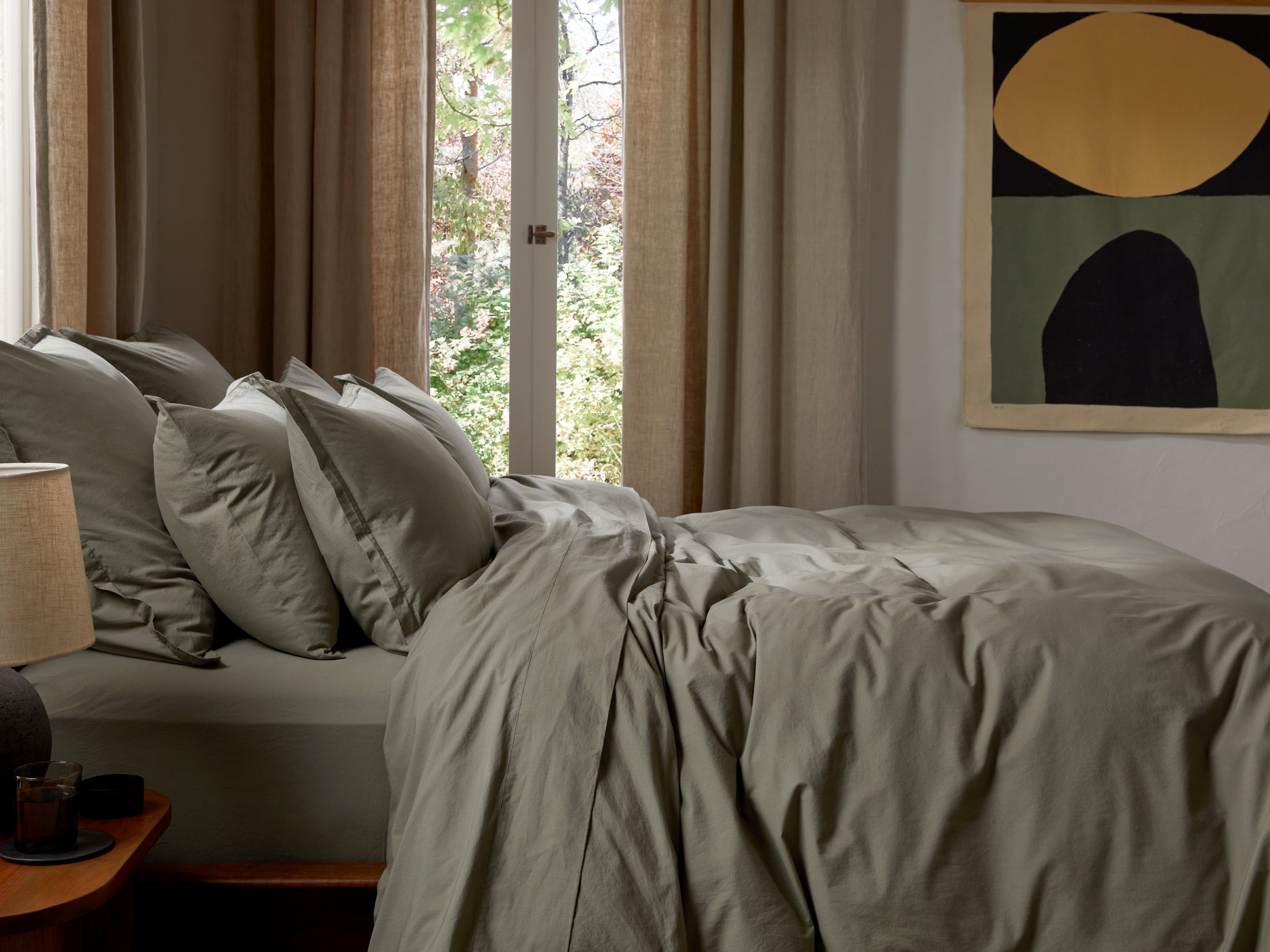Premium Brushed Cotton Fitted Sheet - Soft & Breathable Queen Size Bed Sheet Set - Moss Green - Perfect for Cozy Bedrooms & Guest Rooms