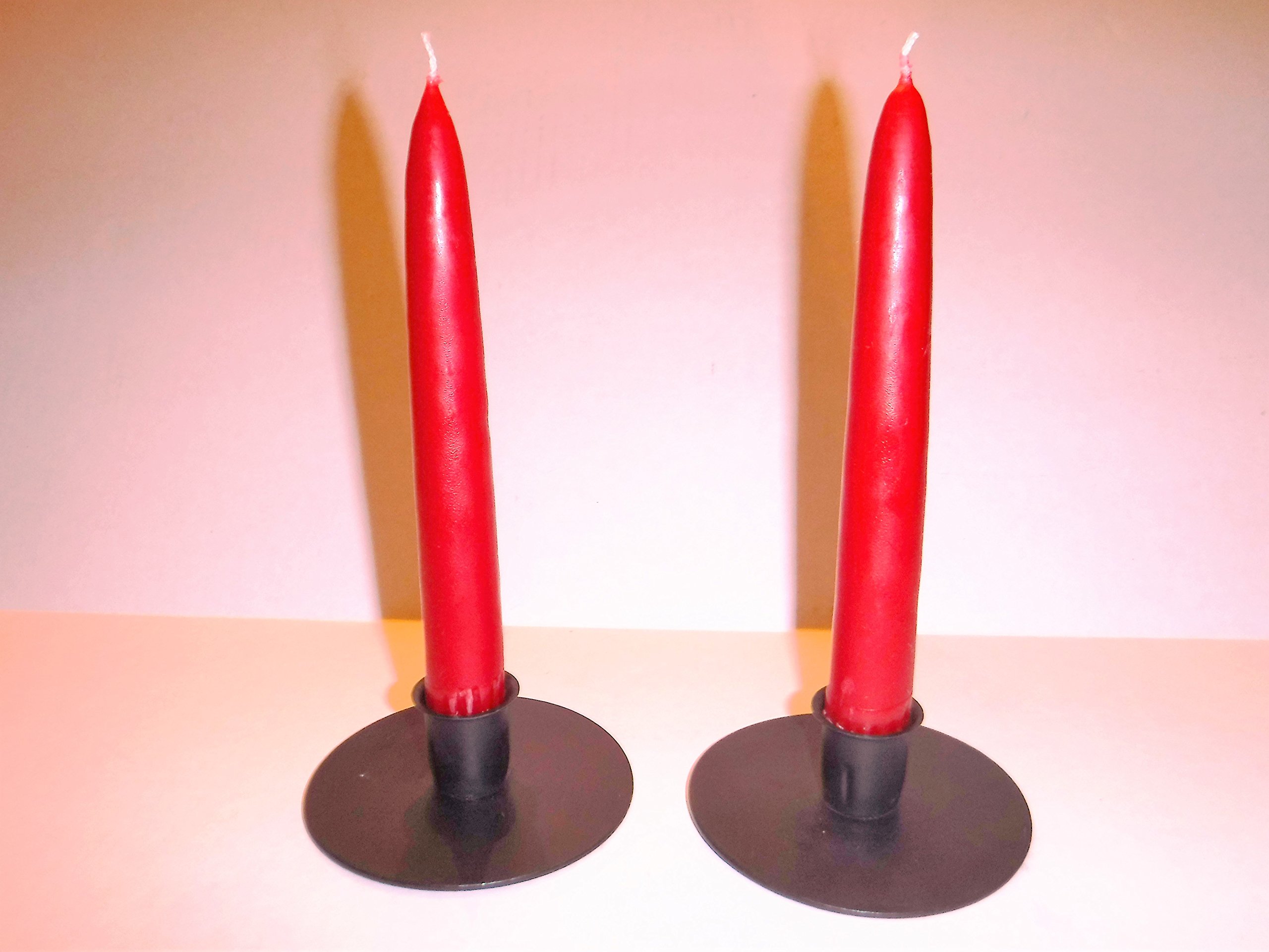 Handmade Wrought Iron Round Candle Taper Holders Set of 2 - Amish Crafted for Wedding, Dining Table, and Home Decor Centerpiece