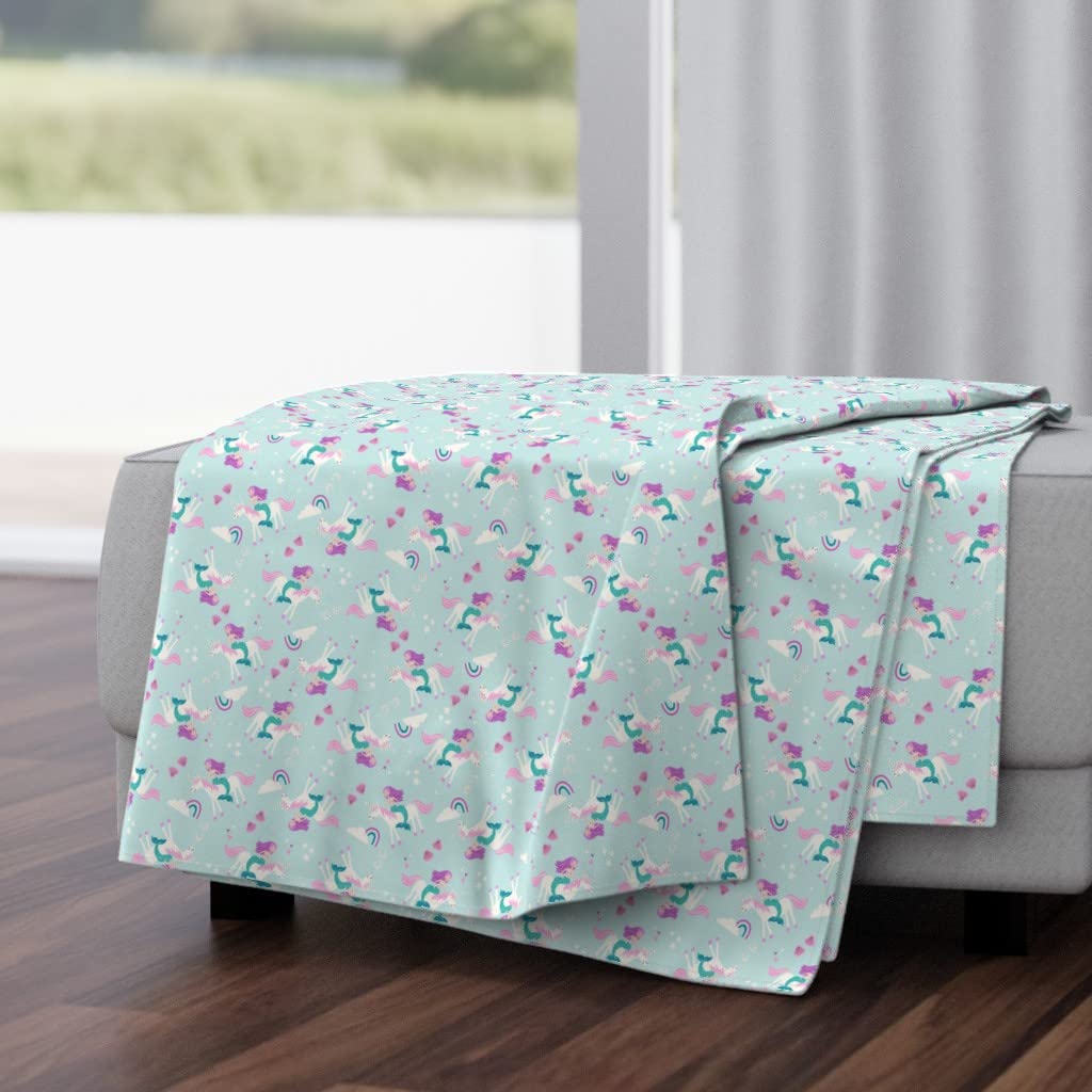 Soft Plush Minky Throw Blanket 50x70 Inches - Mermaid Unicorn Design for Kids & Teens | Cozy Bedroom Decor, Nursery Gift, Couch Throw