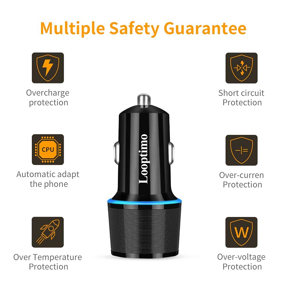 Looptimo 48W USB C Car Charger with PD & QC 3.0 - Fast Charging for Google Pixel 9/9 Pro XL/8/8 Pro/7/7 Pro/6/6a/6 Pro/5a/5/4/4 XL - Includes 3.3Ft Type C Cable - Perfect for Road Trips & Daily Commutes