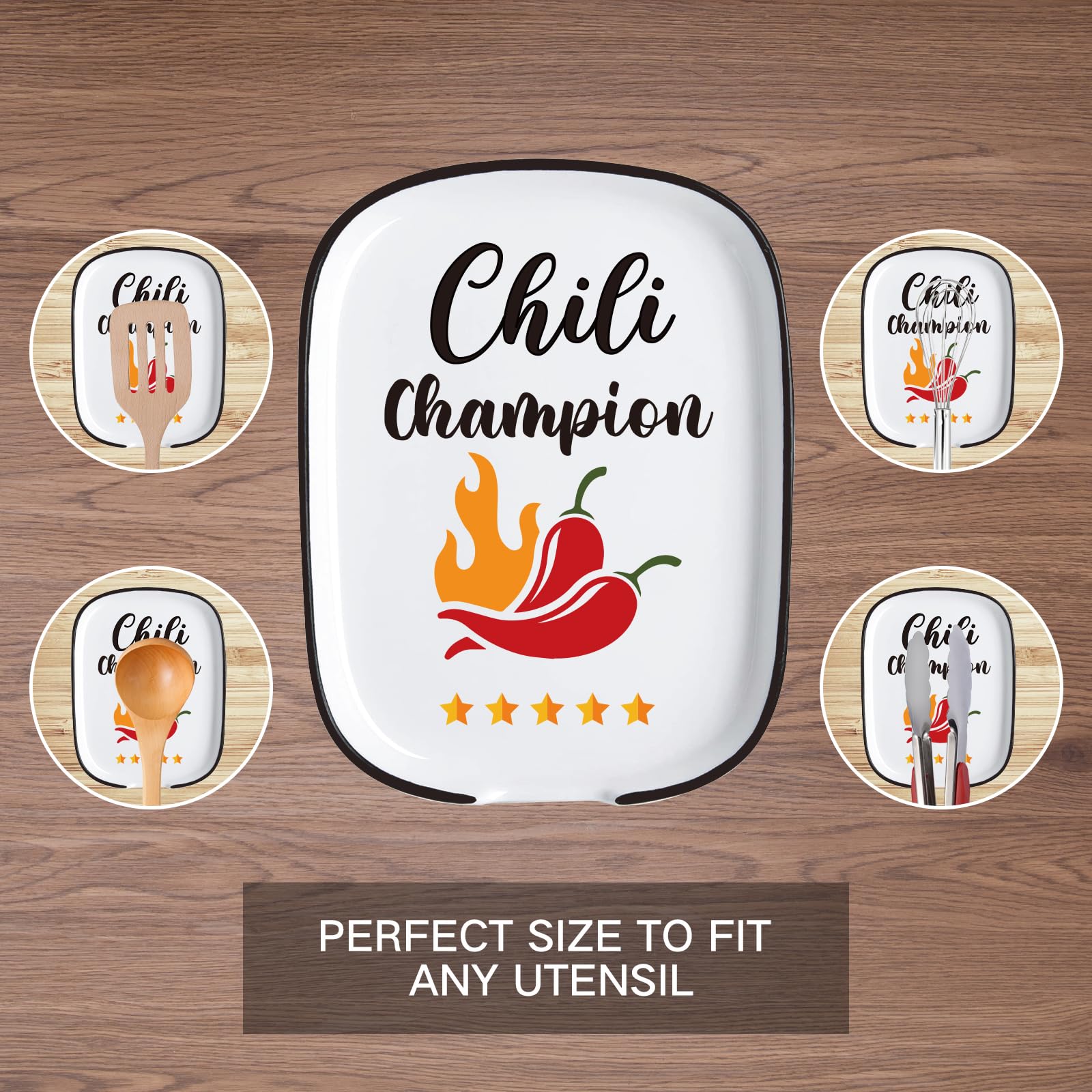 Heat-Resistant Ceramic Spoon Rest for Stove - Large Kitchen Utensil Holder, Farmhouse Decor & Housewarming Gift - Perfect for Cooking, Chili Contests & Countertop Organization