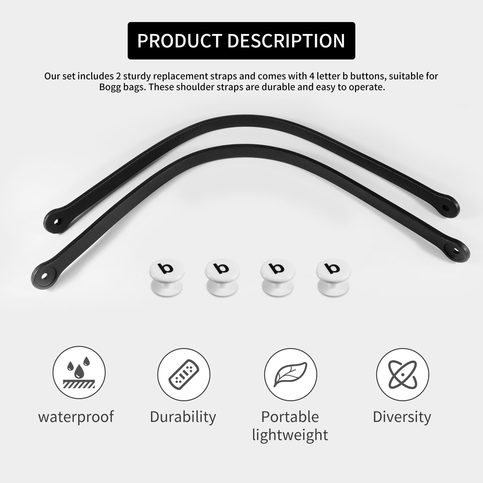 Replacement Bag Straps for Tote & Beach Bags - Durable EVA & Rubber Handle Strap Repair Kit (Black) | Perfect for Beach Trips, Grocery Shopping & Everyday Carry