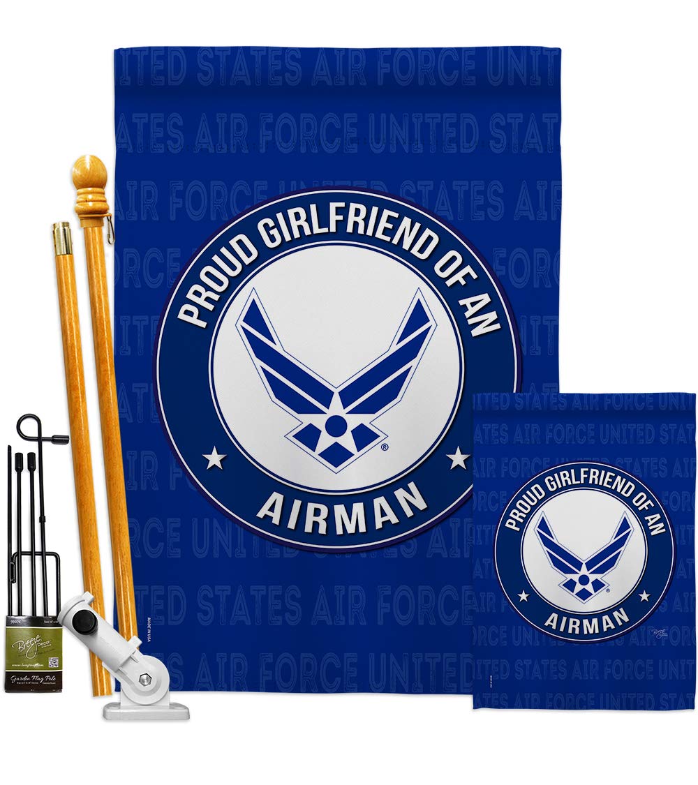 Double-Sided USAF Air Force Garden Flag Kit - 28x40 Inch Patriotic Military Yard Banner for Veterans, Retirees & Proud Girlfriends - Made in USA | Perfect for Front Yard, Porch & Military Appreciation Gifts