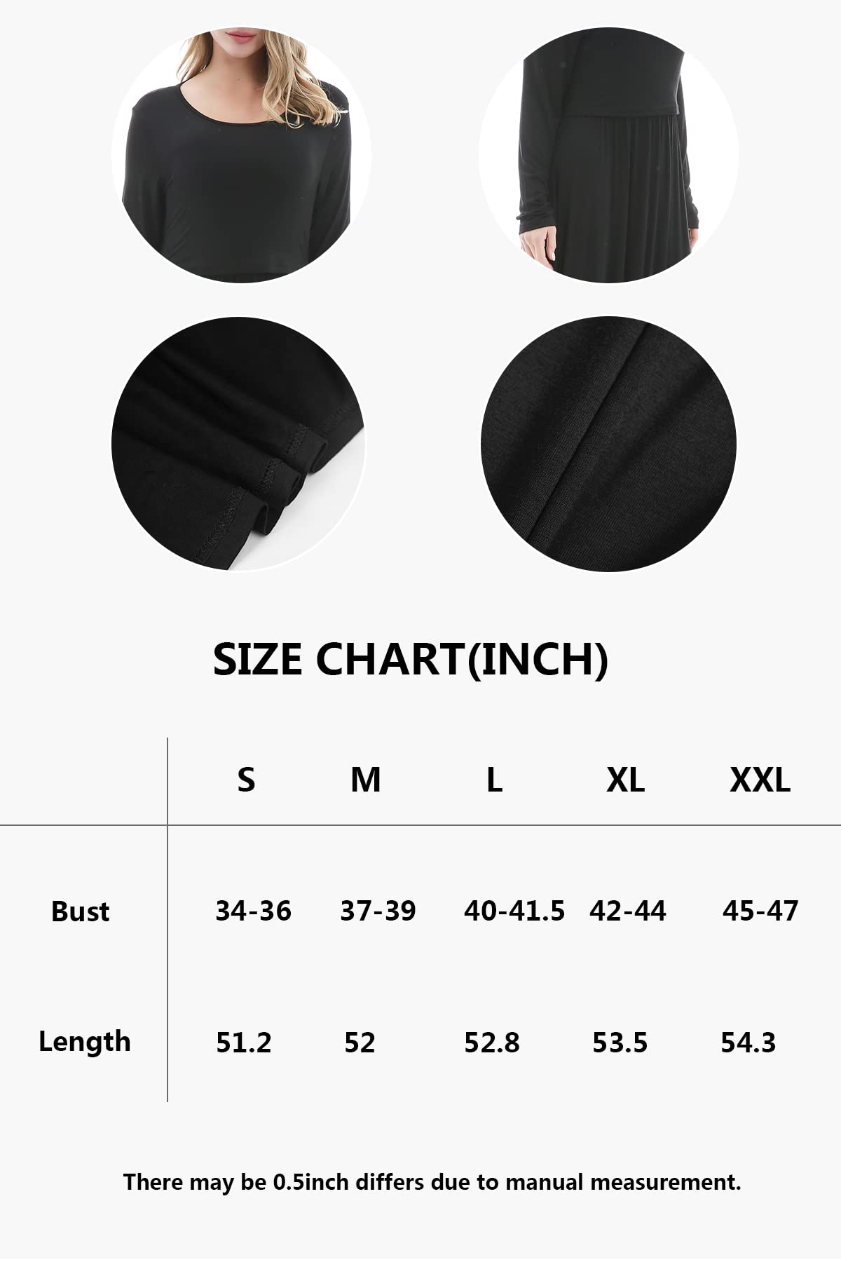 Smallshow Women's Long Sleeve Maxi Nursing Dress - Comfortable Maternity Breastfeeding Clothes for Pregnancy & Nursing - Perfect for Hospital, Outings & Nursing at Home