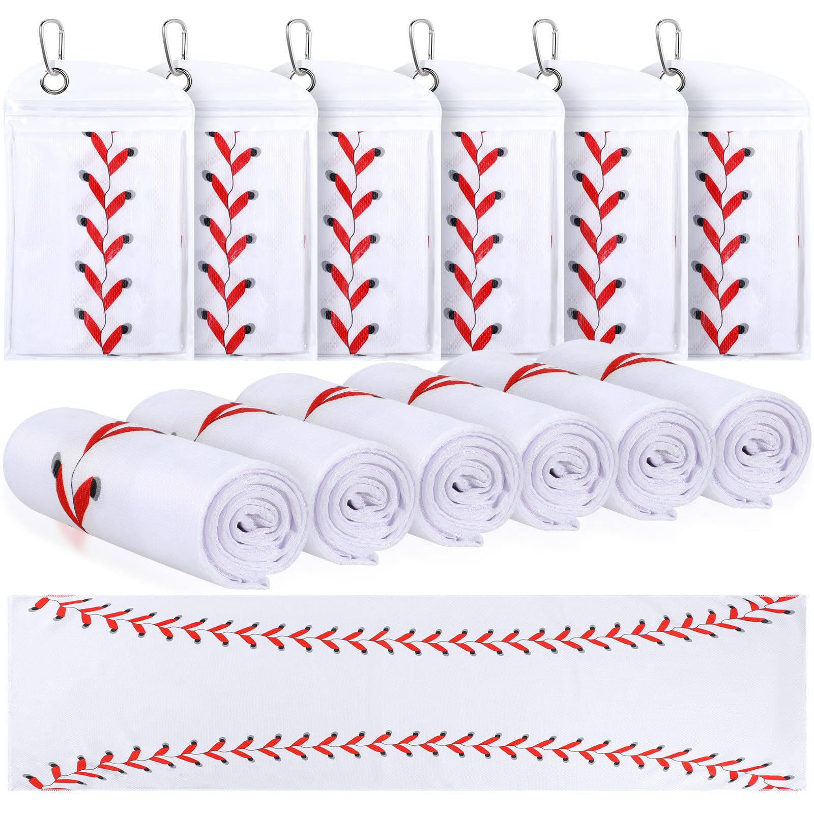 6 Pack White Cooling Baseball Towels for Boys - 40
