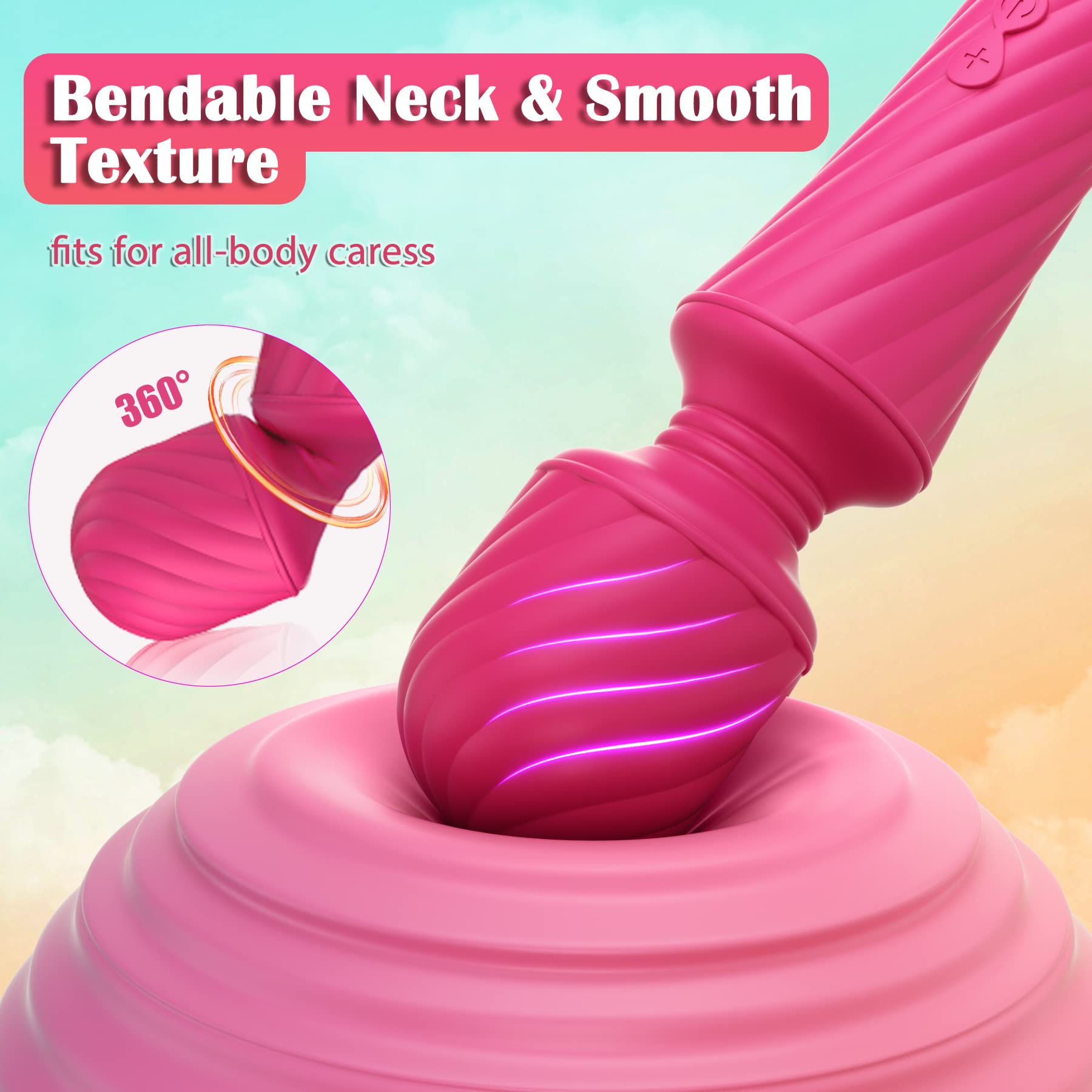 Rose Wand Massager - Powerful Rechargeable Clitoral Vibrator for Women & Couples, Discreet & Quiet Adult Sex Toy - Perfect for Solo Play, Couples Intimacy & Sensual Massage