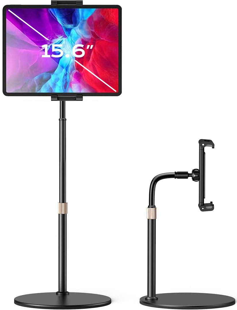 Adjustable iPad Stand for Desk - Portable Monitor Stand Holder Compatible with iPad Pro 12.9/10.9/10.2, Air, Mini (4/3/2), Fire Tablet, Nexus & Kindle (4.7