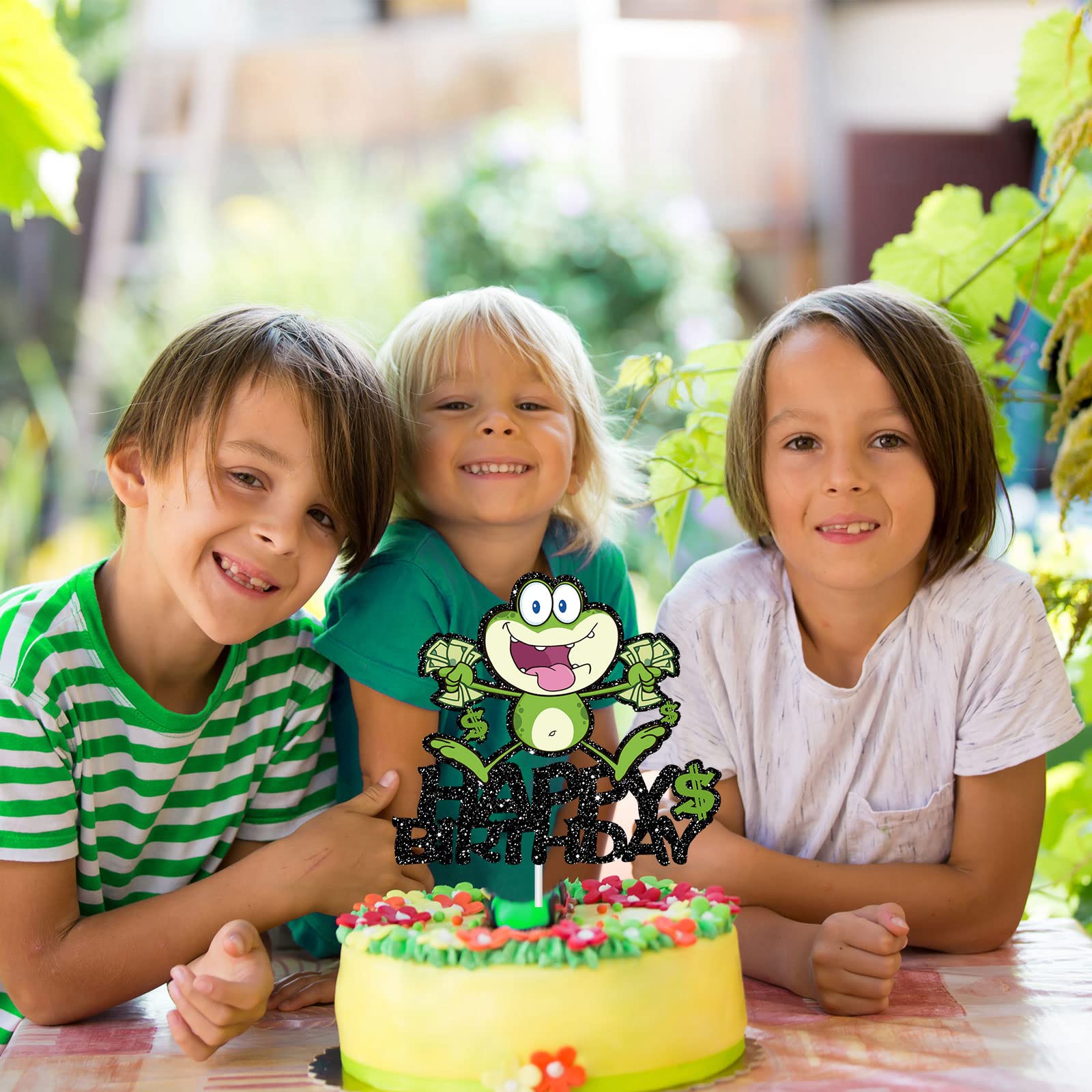 Happy Birthday Frog Cake Topper - Adorable Baby Shower & Rainforest Party Decoration - Animal Theme Cake Supplies for Birthday Cakes, Cupcakes & Desserts