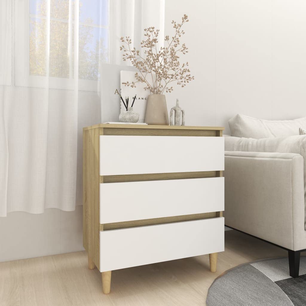 YEZIYIYFOB White and Sonoma Oak Kitchen Storage Cabinet - 23.6