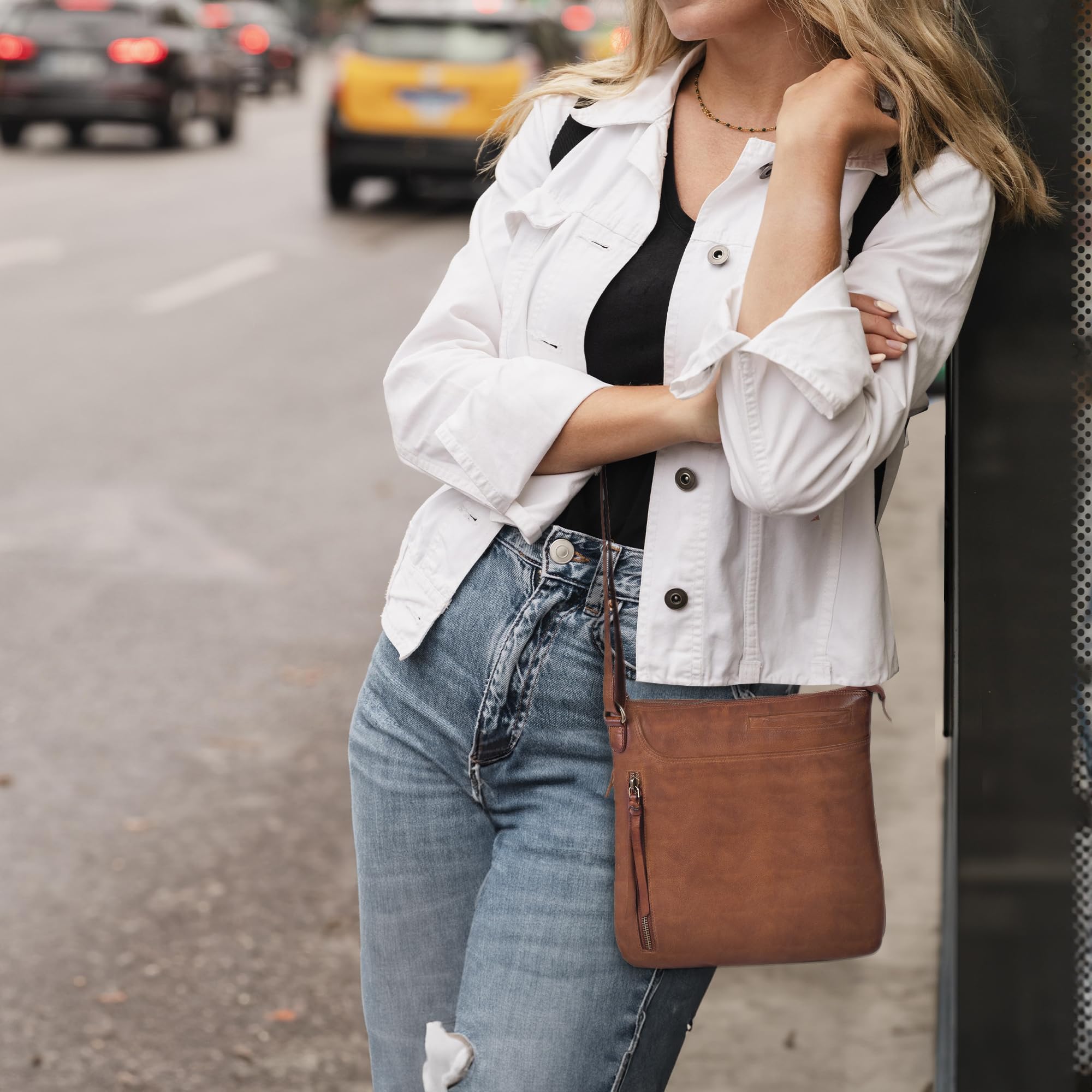 Stylish Leather Crossbody Bags for Women - Fashionable Ladies Sling Handbags - Medium Size Shoulder Purse - Perfect for Work, Travel & Everyday Use