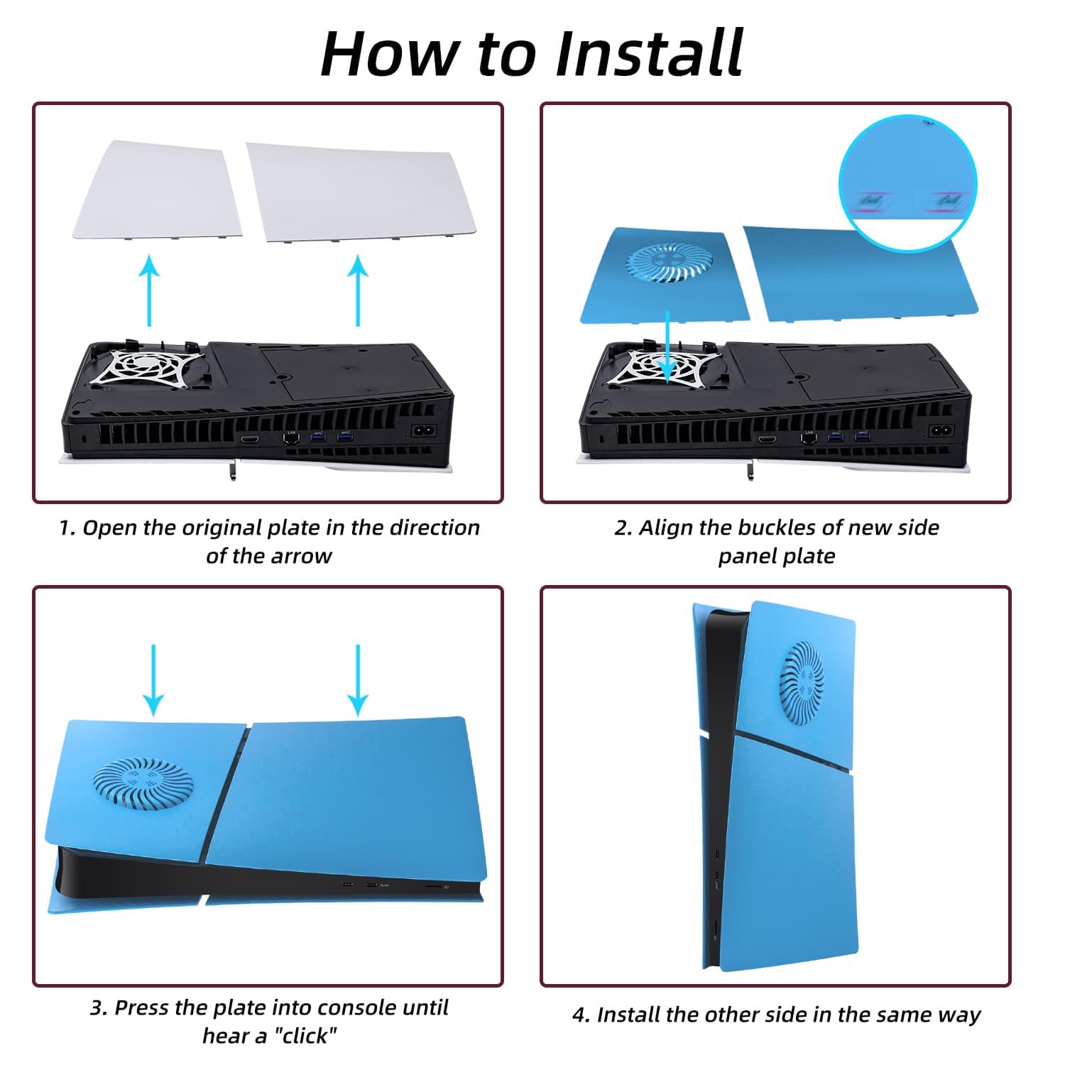 Mcbazel PS5 Slim Faceplate Replacement - ABS Protective Cover & Ventilation Accessories for Playstation 5 Slim Digital Edition - Light Blue (Not for PS5/PS5 Pro) | Gaming Console Protection & Style Upgrade