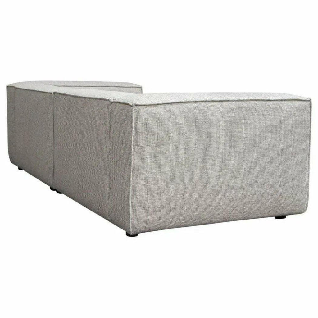 2-Piece Beige Low Back Modular Sofa Set in Barley Fabric - Modern Sectional Couch for Living Room, Lounge & Small Spaces