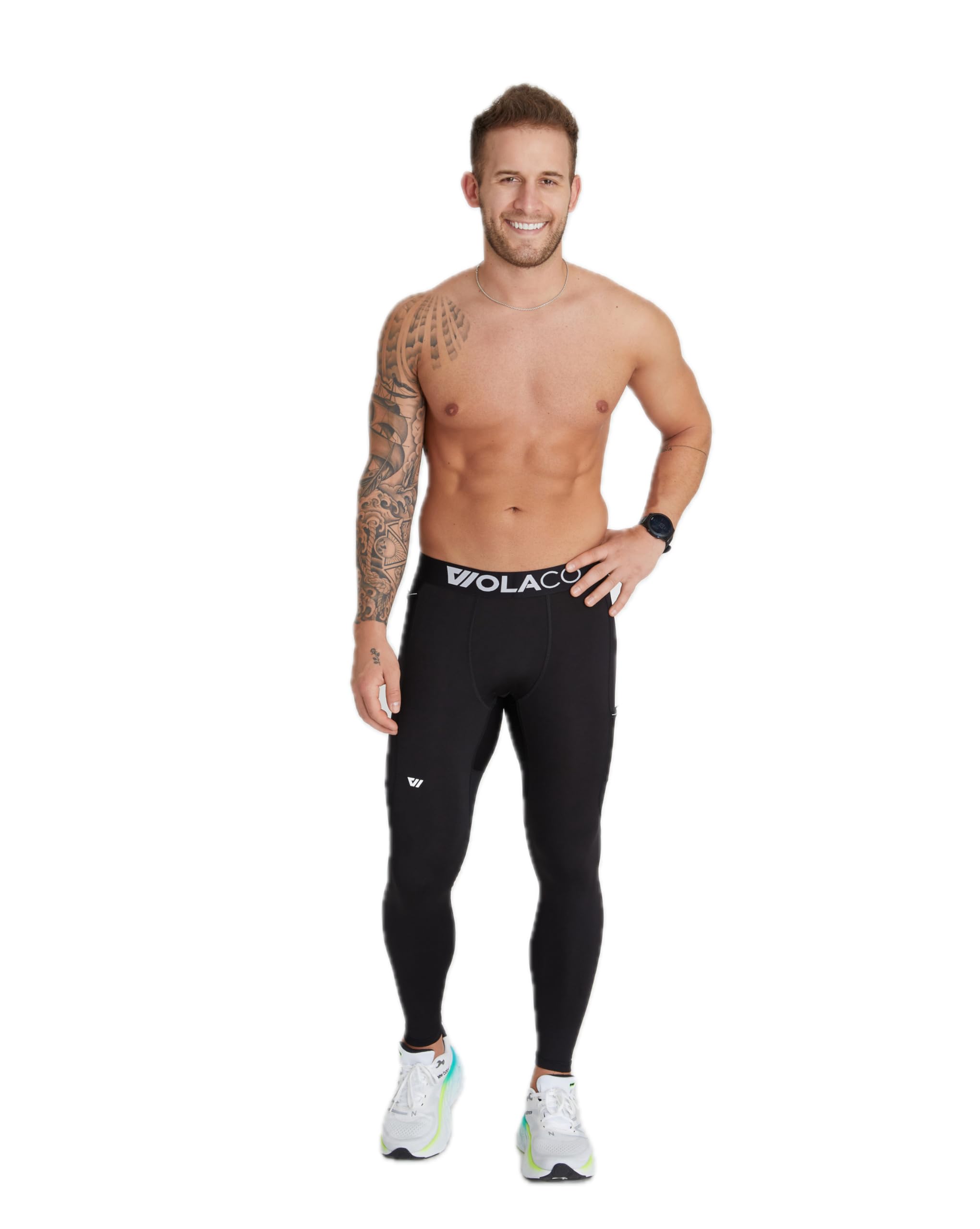 WOLACO Fulton Compression Pants for Men - Athletic Baselayer Running Tights, Workout & Training Leggings - Perfect for Gym, Jogging & Cold Weather Activities