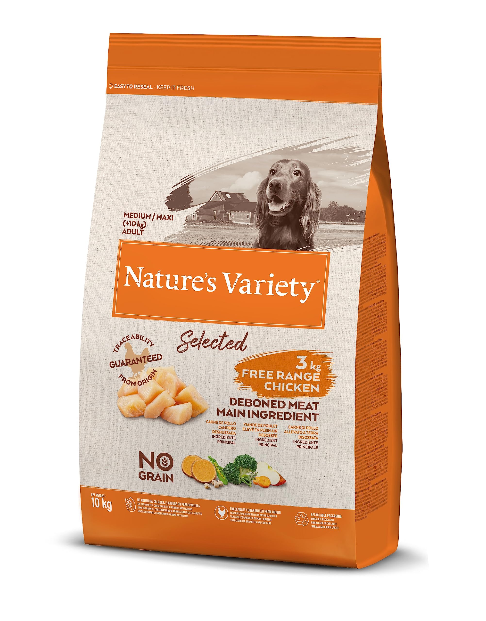 Nature's Variety Premium Complete Dry Dog Food with Free-Range Chicken for Medium & Large Breeds - 10kg Bag | High-Protein Nutrition for Active Adult Dogs at Home or Outdoor Adventures