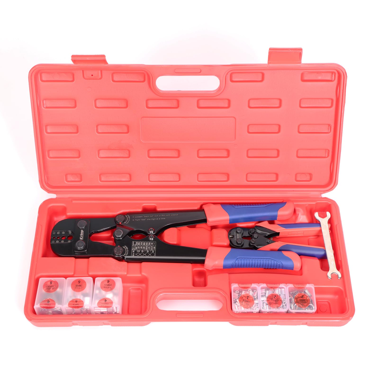 iCrimp Wire Rope Crimping Tool Kit with 375pcs Sleeves & Cutter - IWS-1608M & CWR-35 Set for Fishing, Marine, DIY Projects | Heavy Duty Crimper for Cable, Rope & Rigging